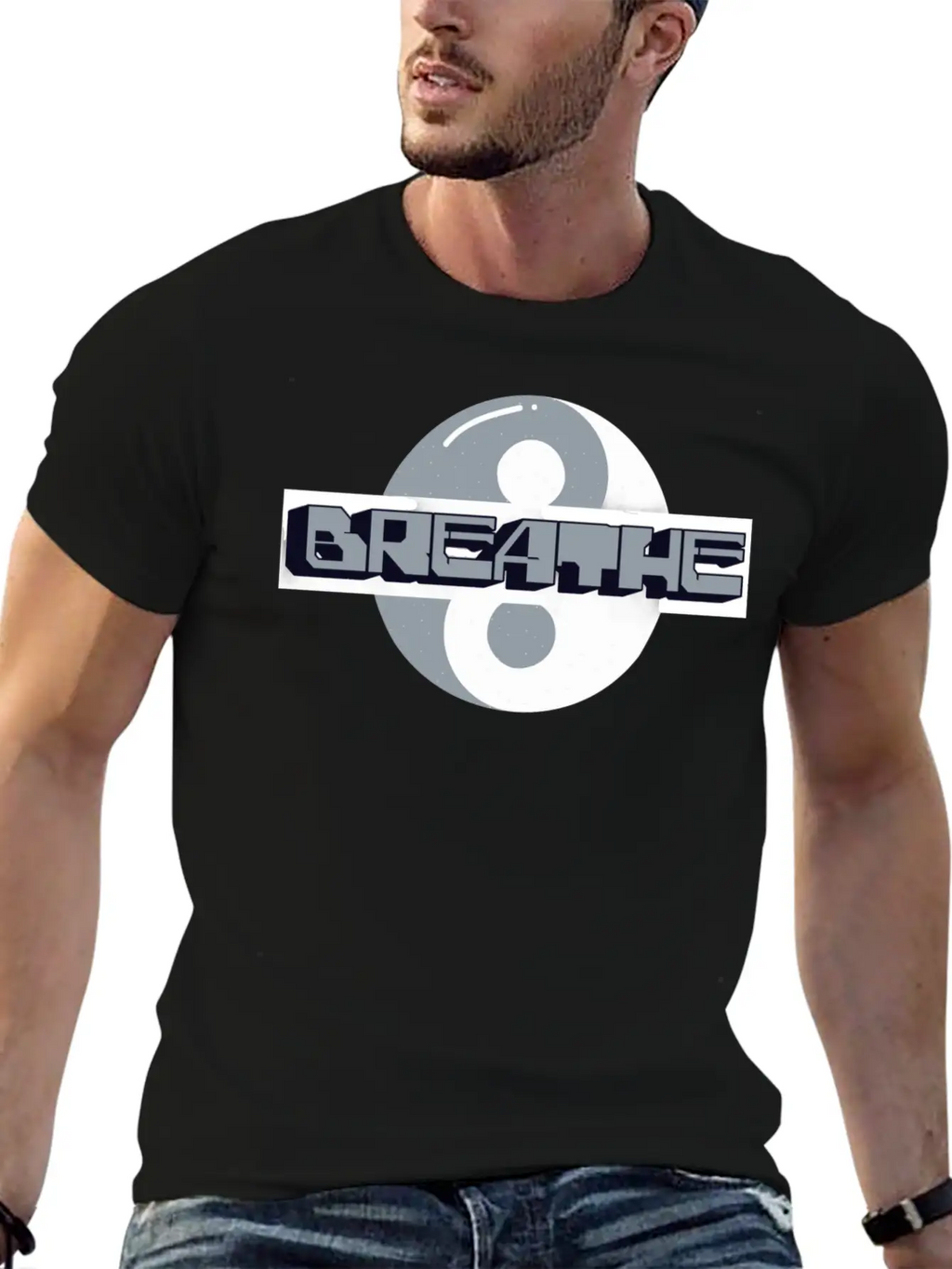 "Breathe" Yin-Yang Design: Find Your Balance 🌿 Simple Everyday Graphic Tee – Lightweight Summer Wear