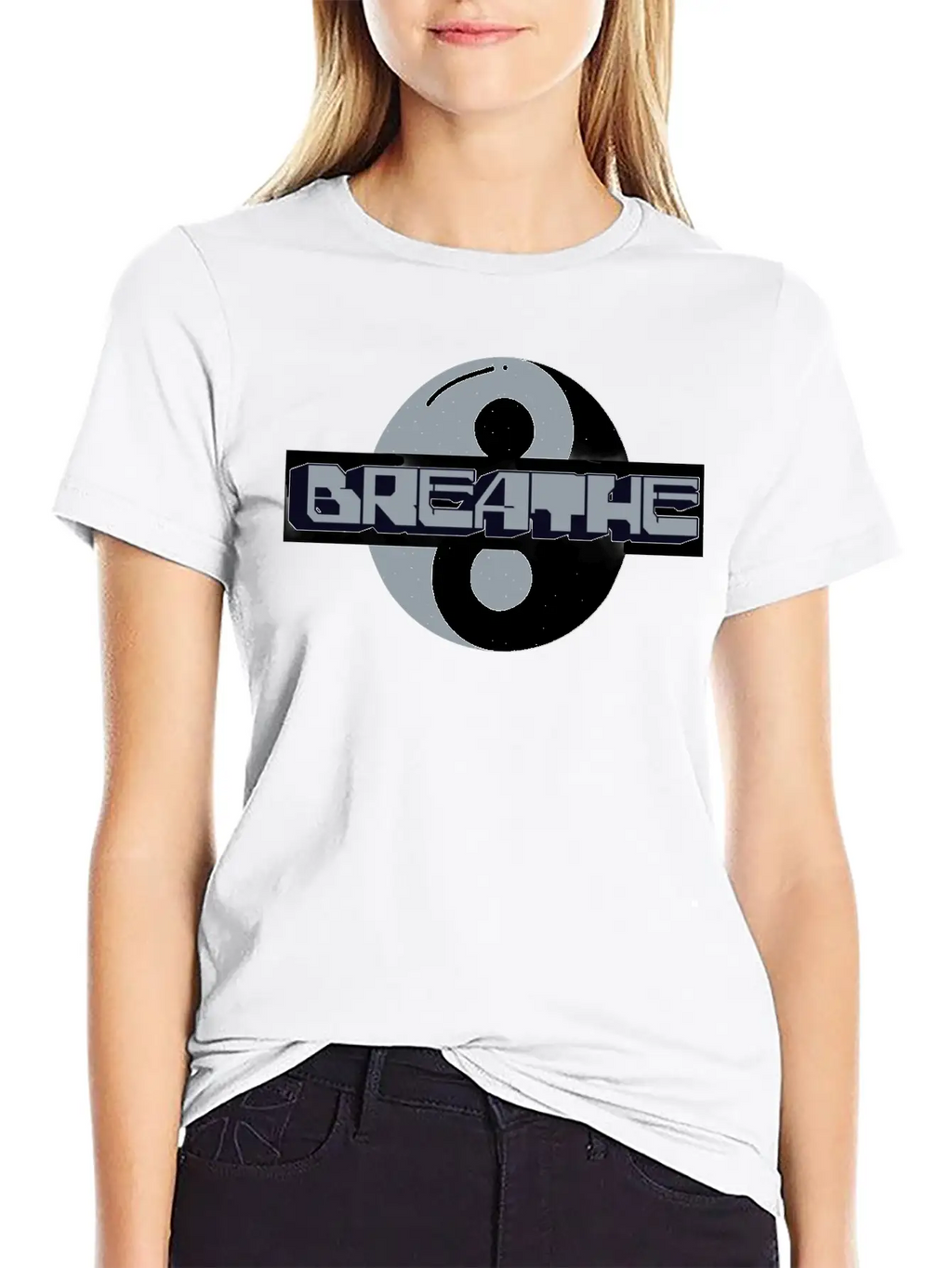 "Breathe" Yin-Yang Design: Find Your Balance 🌿 Simple Everyday Graphic Tee – Lightweight Summer Wear