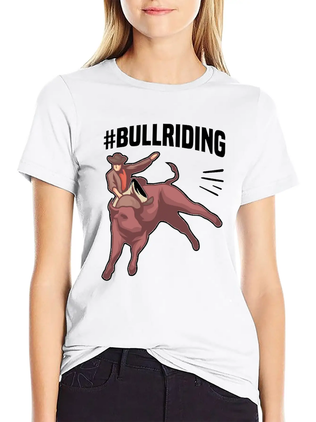 #BULLRIDING Motif For Cowgirls & Cowboys Timeless Short Sleeve Tee – Comfy And Minimalist Design