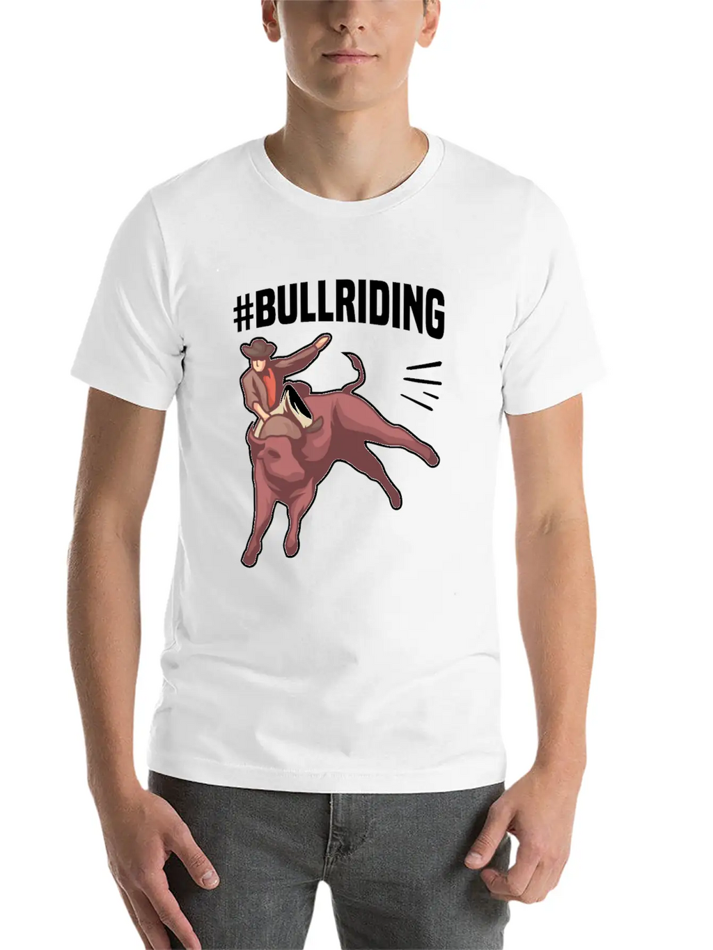 #BULLRIDING Motif For Cowgirls & Cowboys Timeless Short Sleeve Tee – Comfy And Minimalist Design