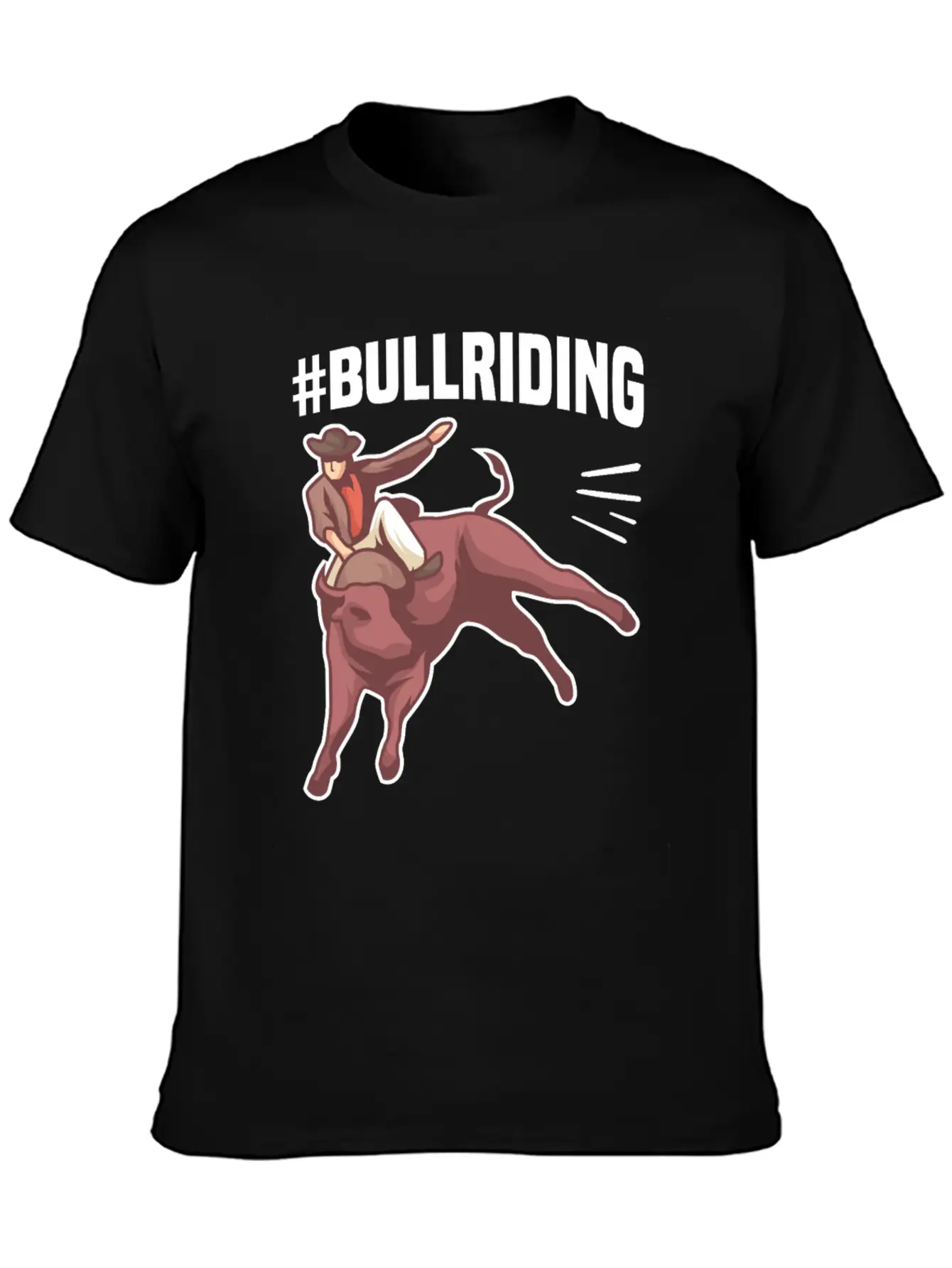 #BULLRIDING Motif For Cowgirls & Cowboys Timeless Short Sleeve Tee – Comfy And Minimalist Design