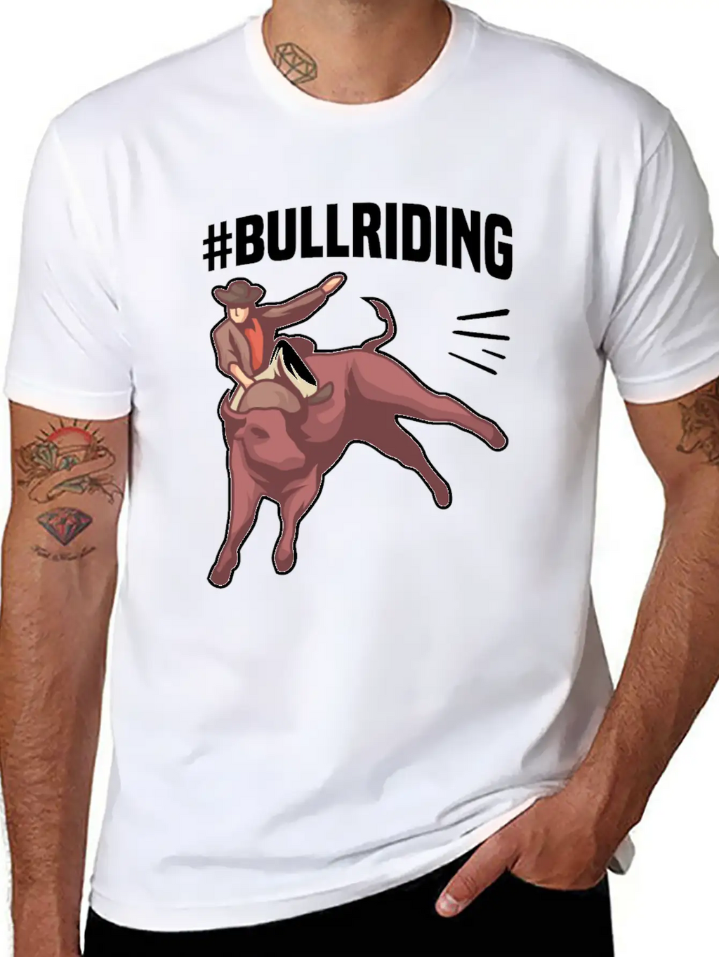 #BULLRIDING Motif For Cowgirls & Cowboys Timeless Short Sleeve Tee – Comfy And Minimalist Design