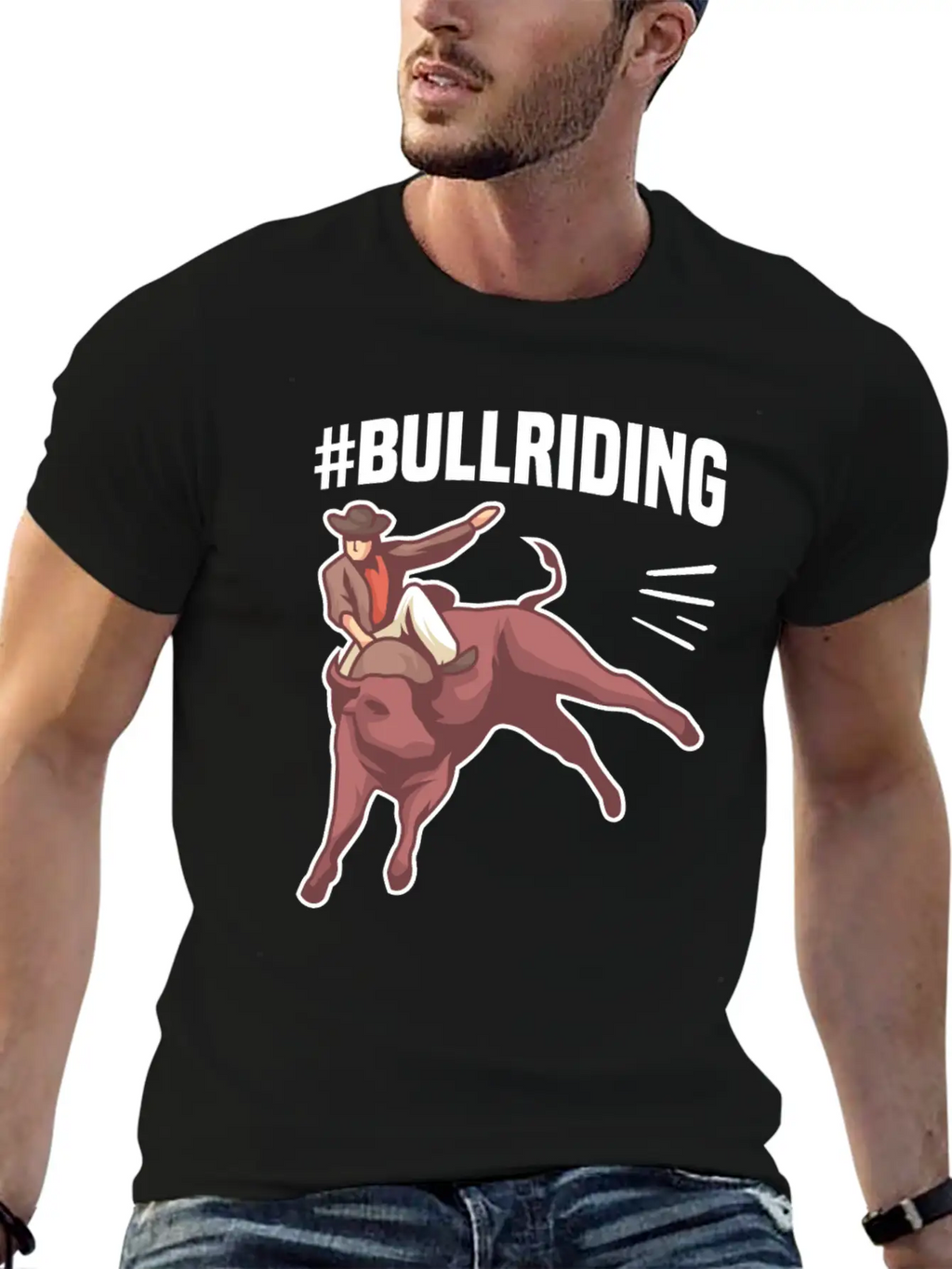 #BULLRIDING Motif For Cowgirls & Cowboys Timeless Short Sleeve Tee – Comfy And Minimalist Design