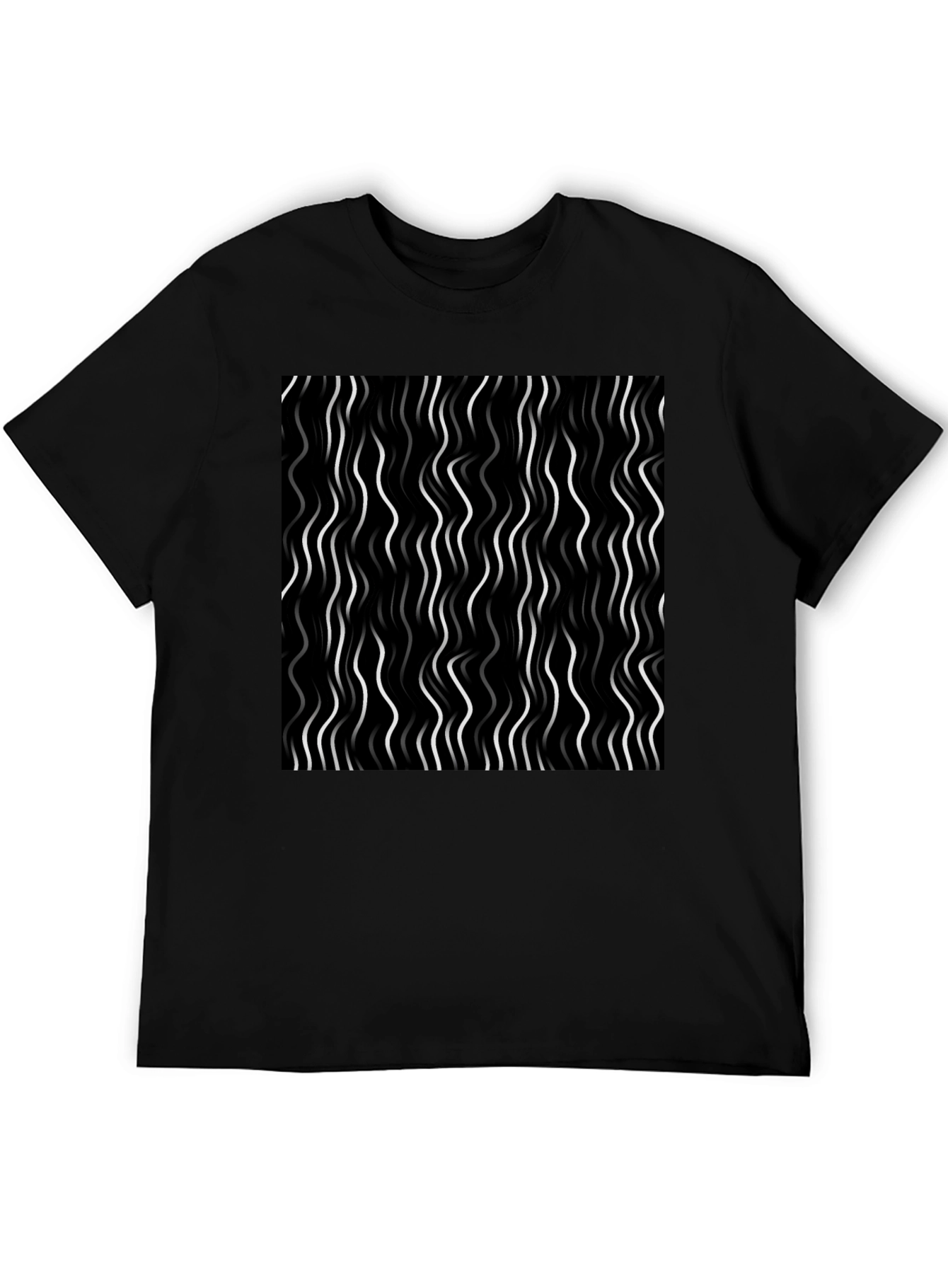 Abstract Wavy Line Graphic Tee - Modern Design T-Shirt