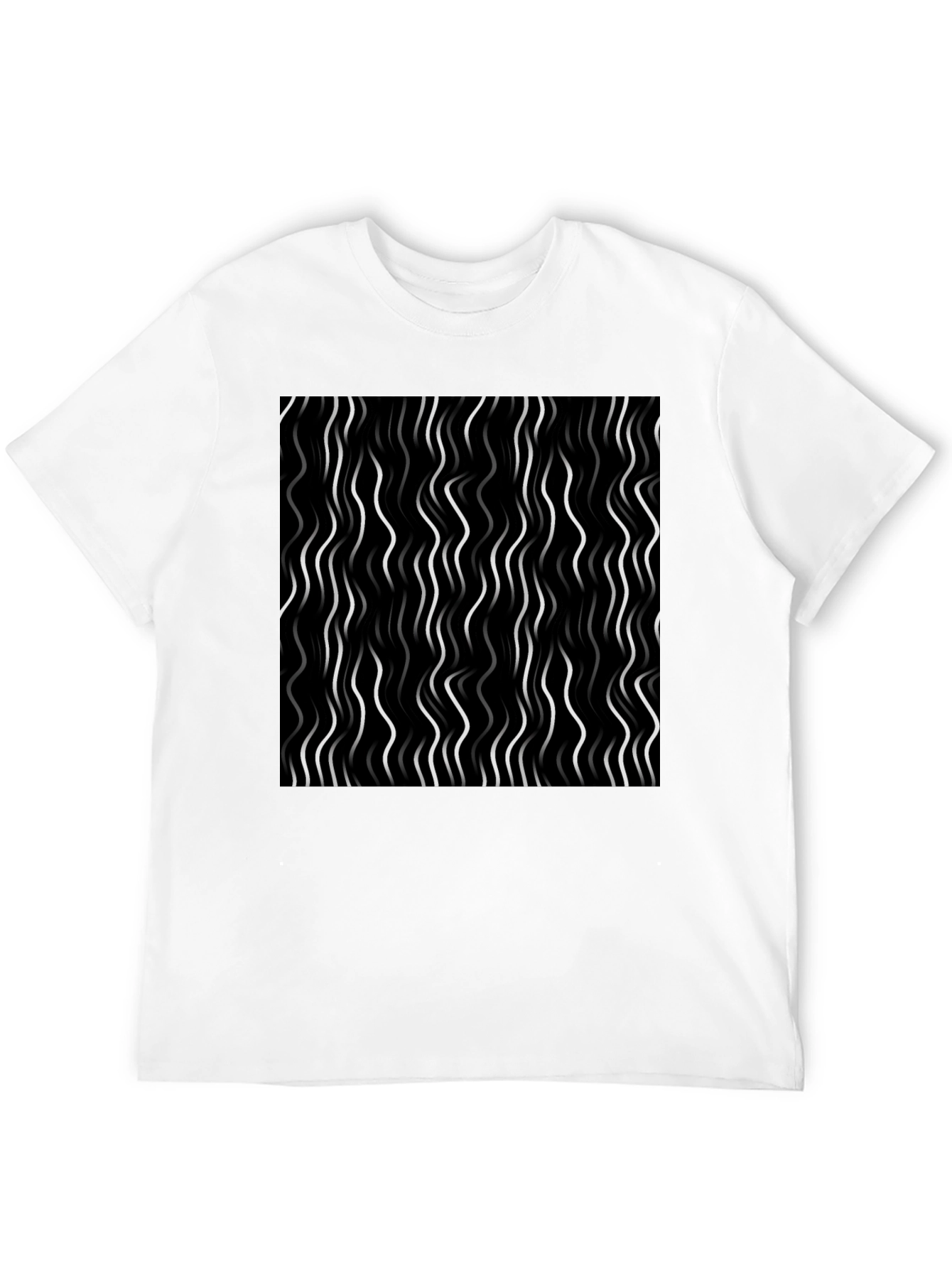 Abstract Wavy Line Graphic Tee - Modern Design T-Shirt