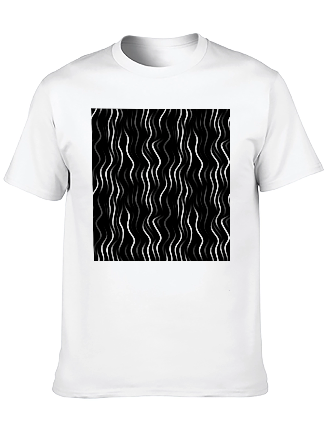 Abstract Wavy Line Graphic Tee - Modern Design T-Shirt