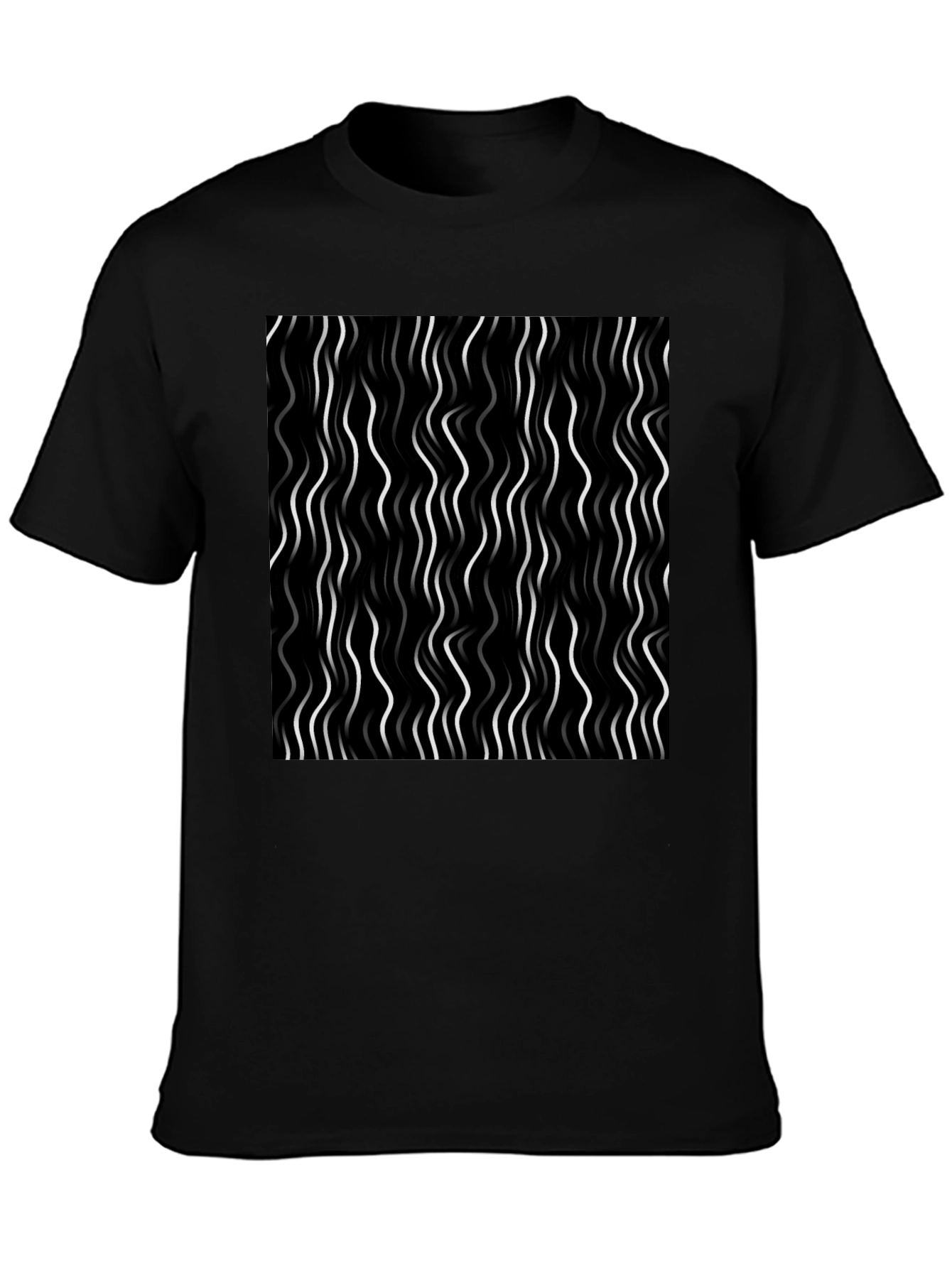 Abstract Wavy Line Graphic Tee - Modern Design T-Shirt