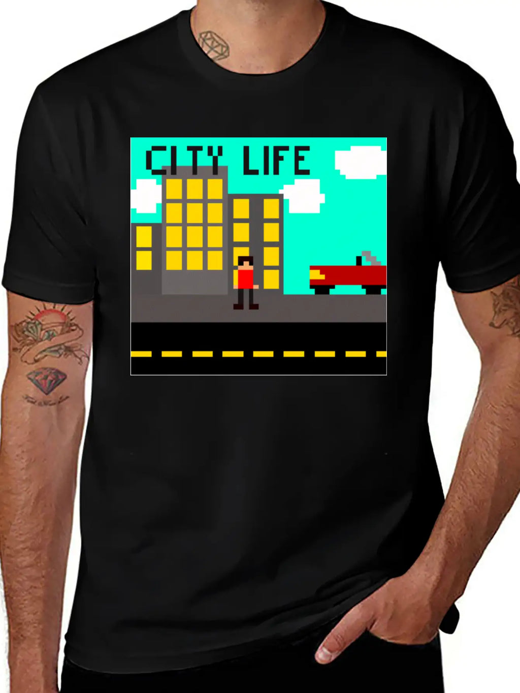 "City Life" Pixel Classic Cotton Tee – Unisex Comfort For Any Season