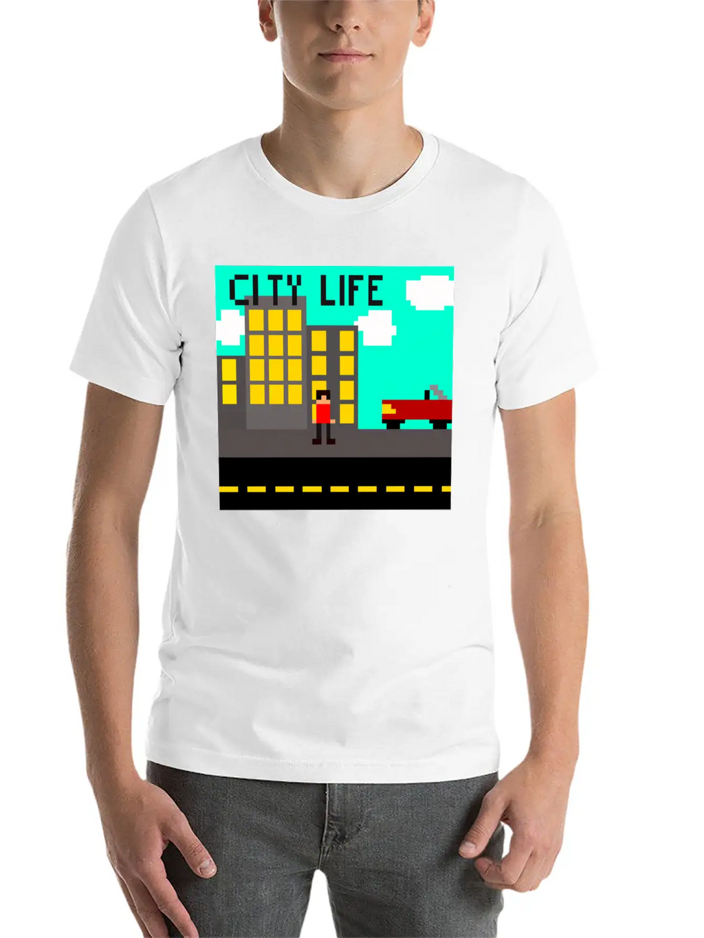"City Life" Pixel Classic Cotton Tee – Unisex Comfort For Any Season