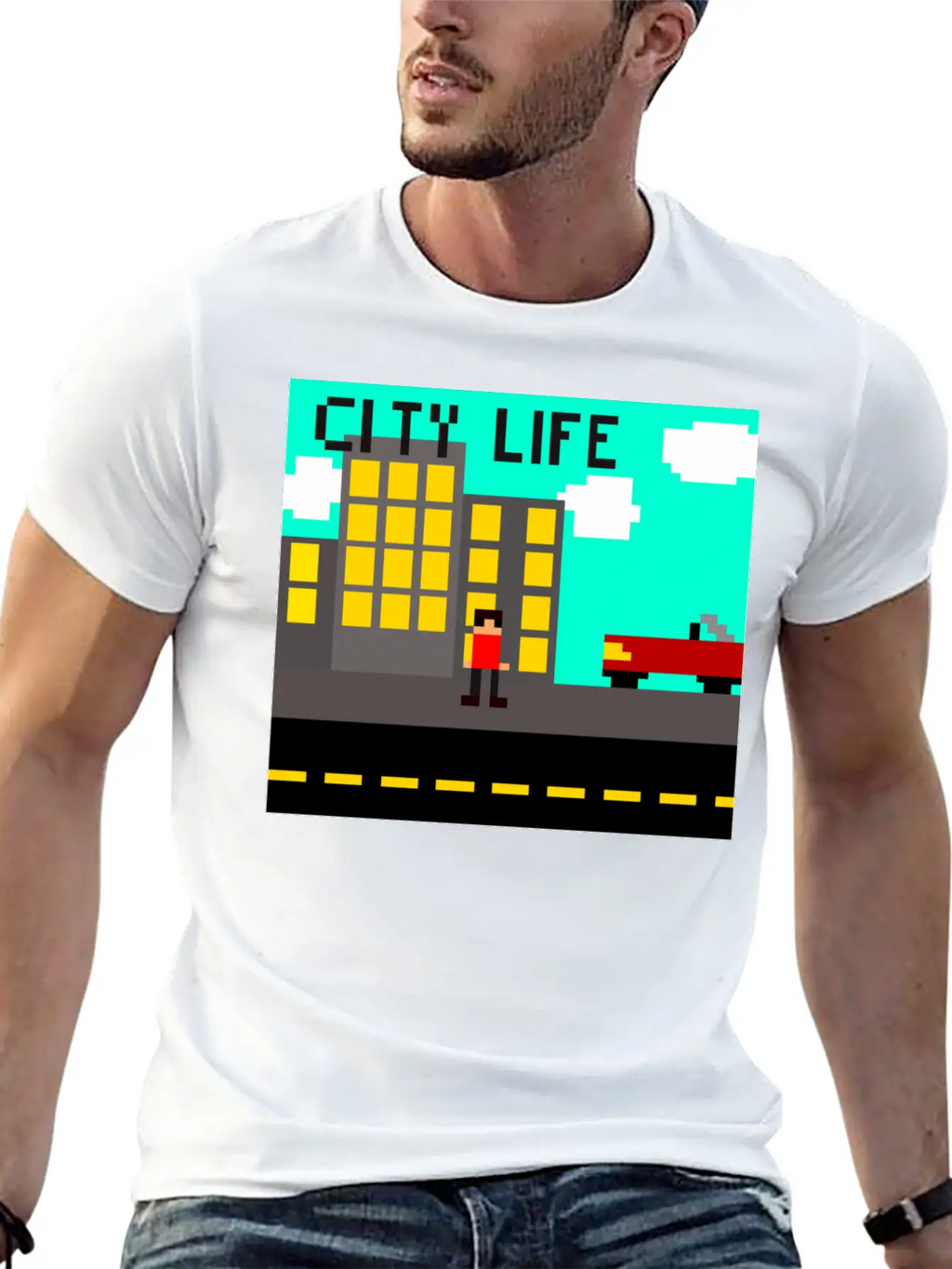 "City Life" Pixel Classic Cotton Tee – Unisex Comfort For Any Season