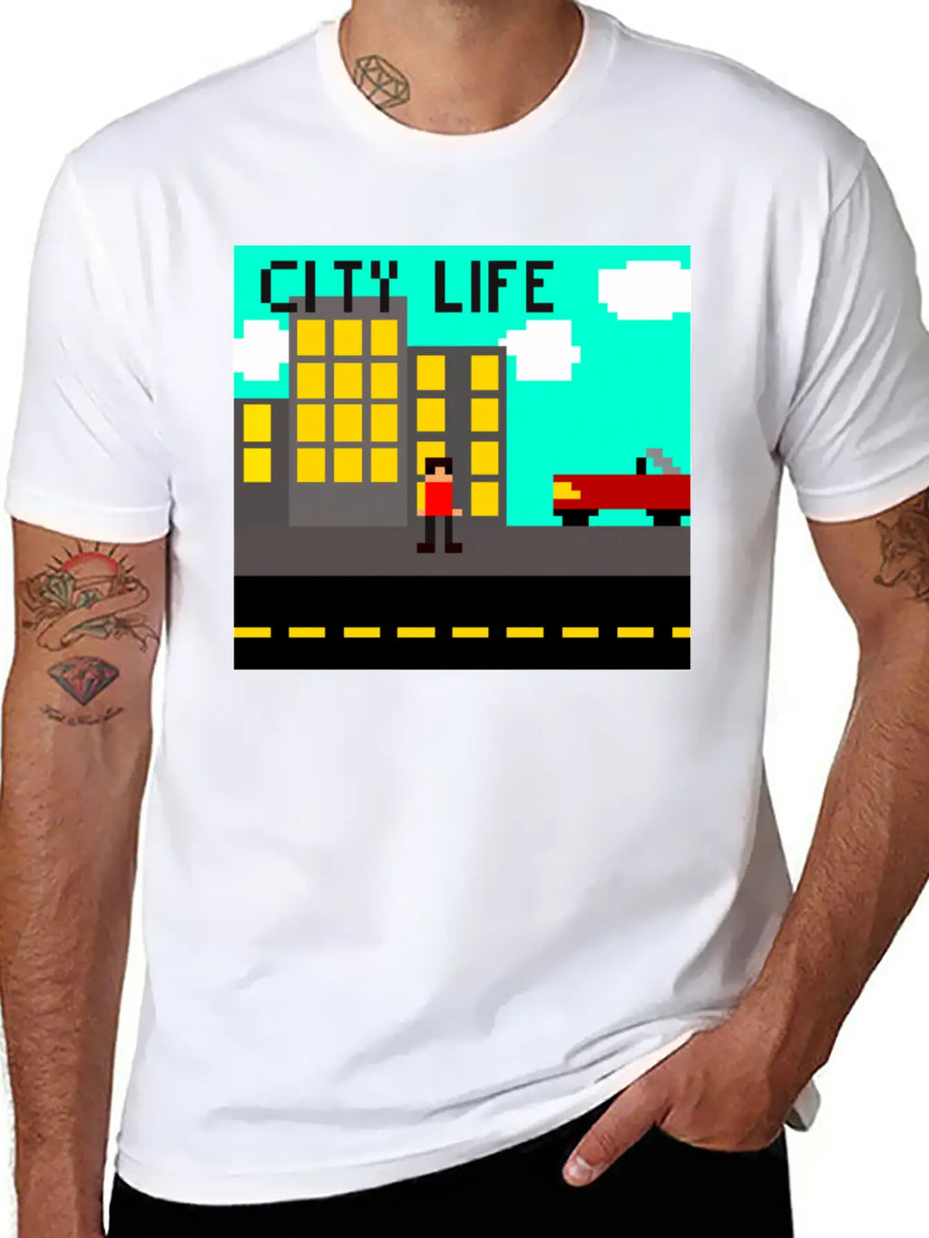 "City Life" Pixel Classic Cotton Tee – Unisex Comfort For Any Season