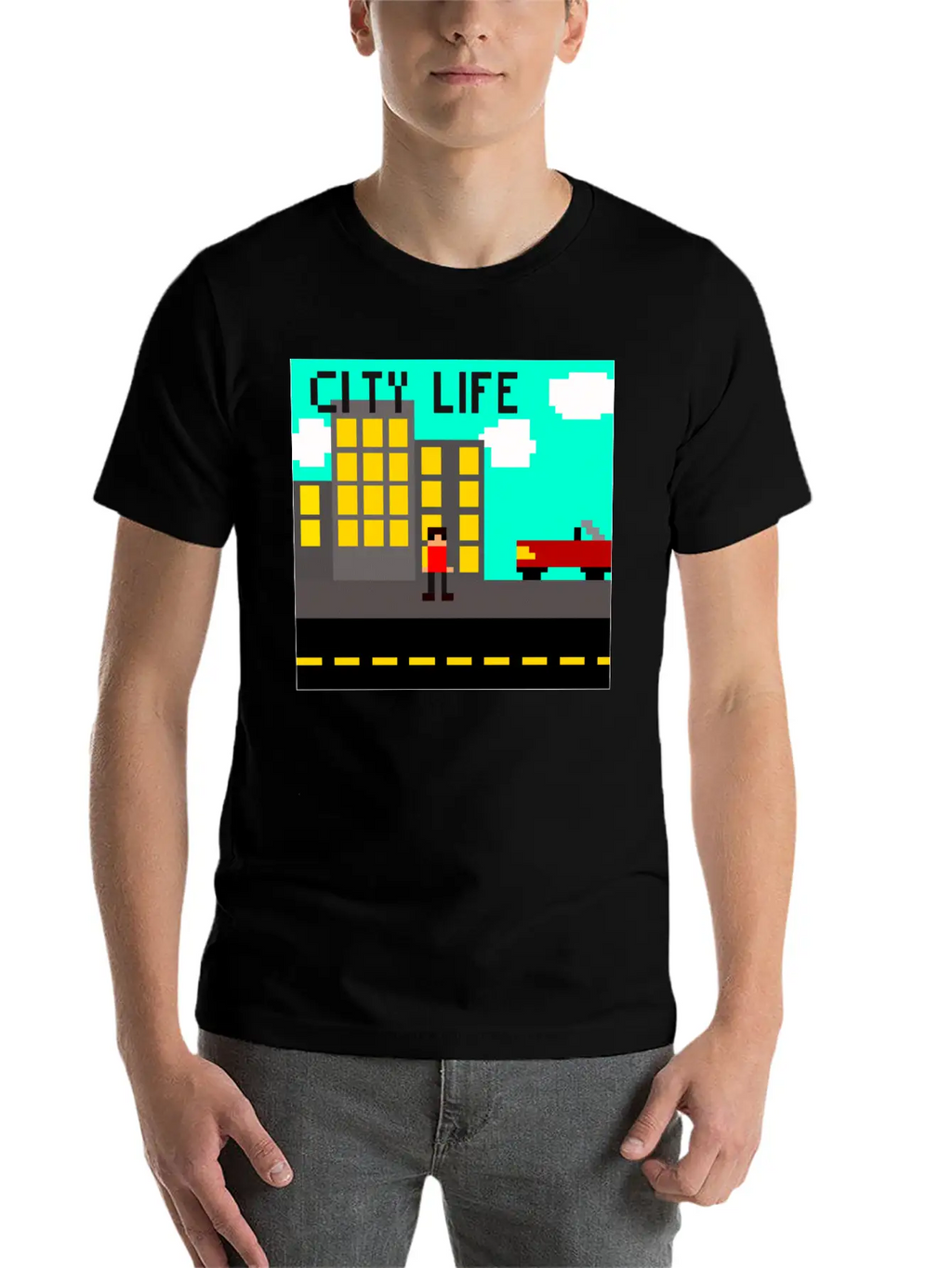 "City Life" Pixel Classic Cotton Tee – Unisex Comfort For Any Season