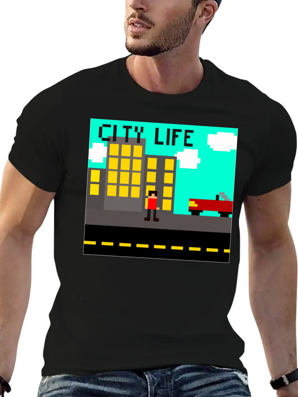 "City Life" Pixel Classic Cotton Tee – Unisex Comfort For Any Season