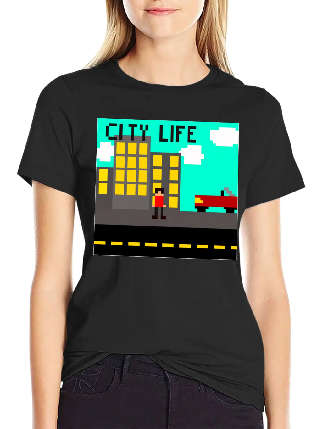 "City Life" Pixel Classic Cotton Tee – Unisex Comfort For Any Season