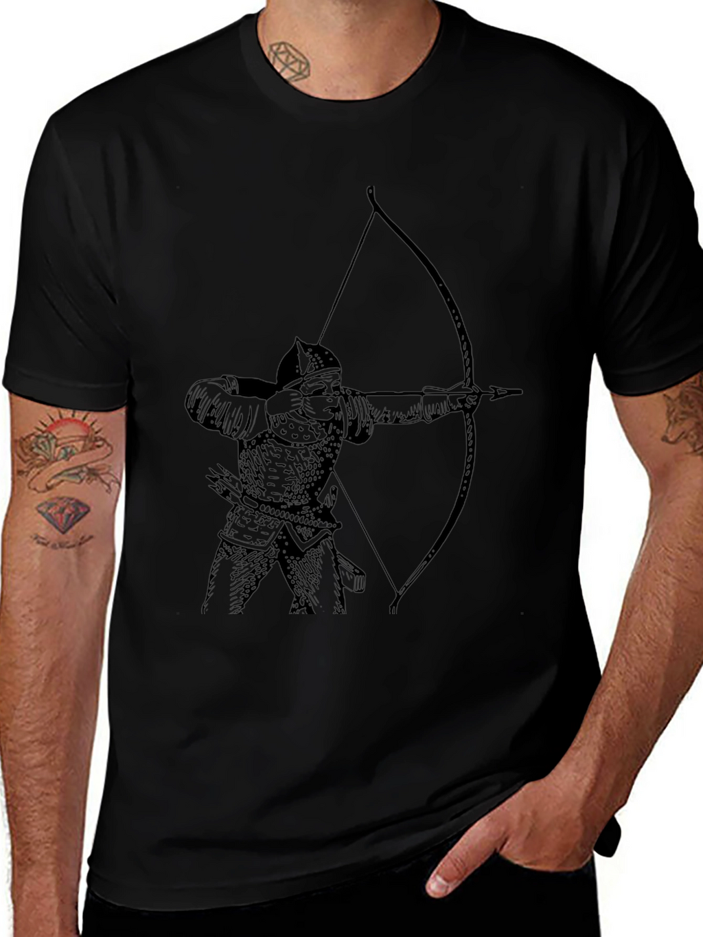 Archer Graphic Tee - Black Cotton T-Shirt