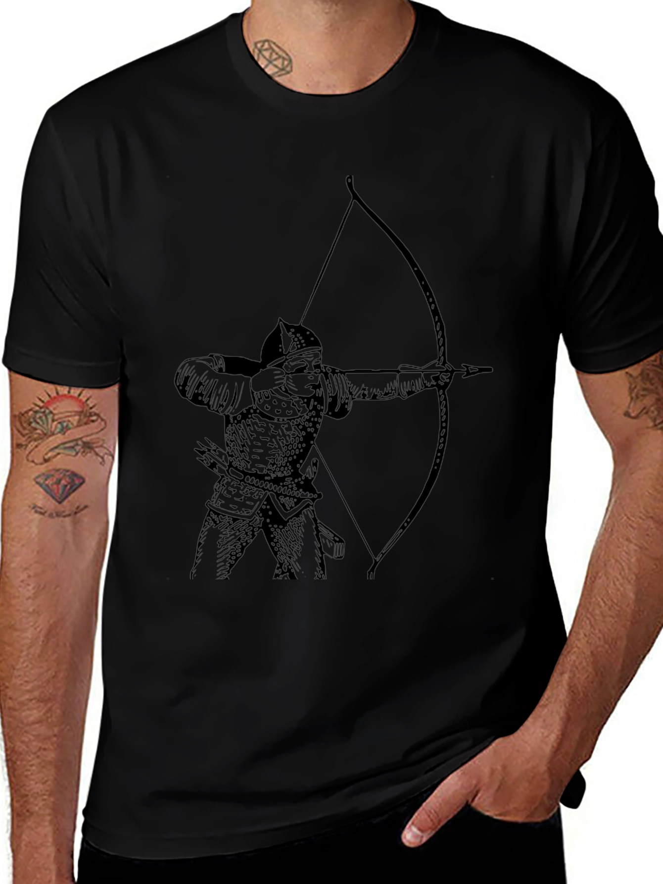 Archer Graphic Tee - Black Cotton T-Shirt