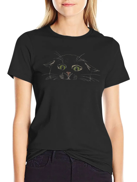 "Crazy Cat" Jamie's Hand-Drawn Cat Collection Simple Everyday Graphic Tee – Lightweight Summer Wear