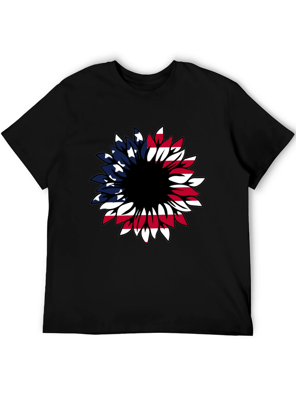 American Flag Sunflower Graphic T-Shirt