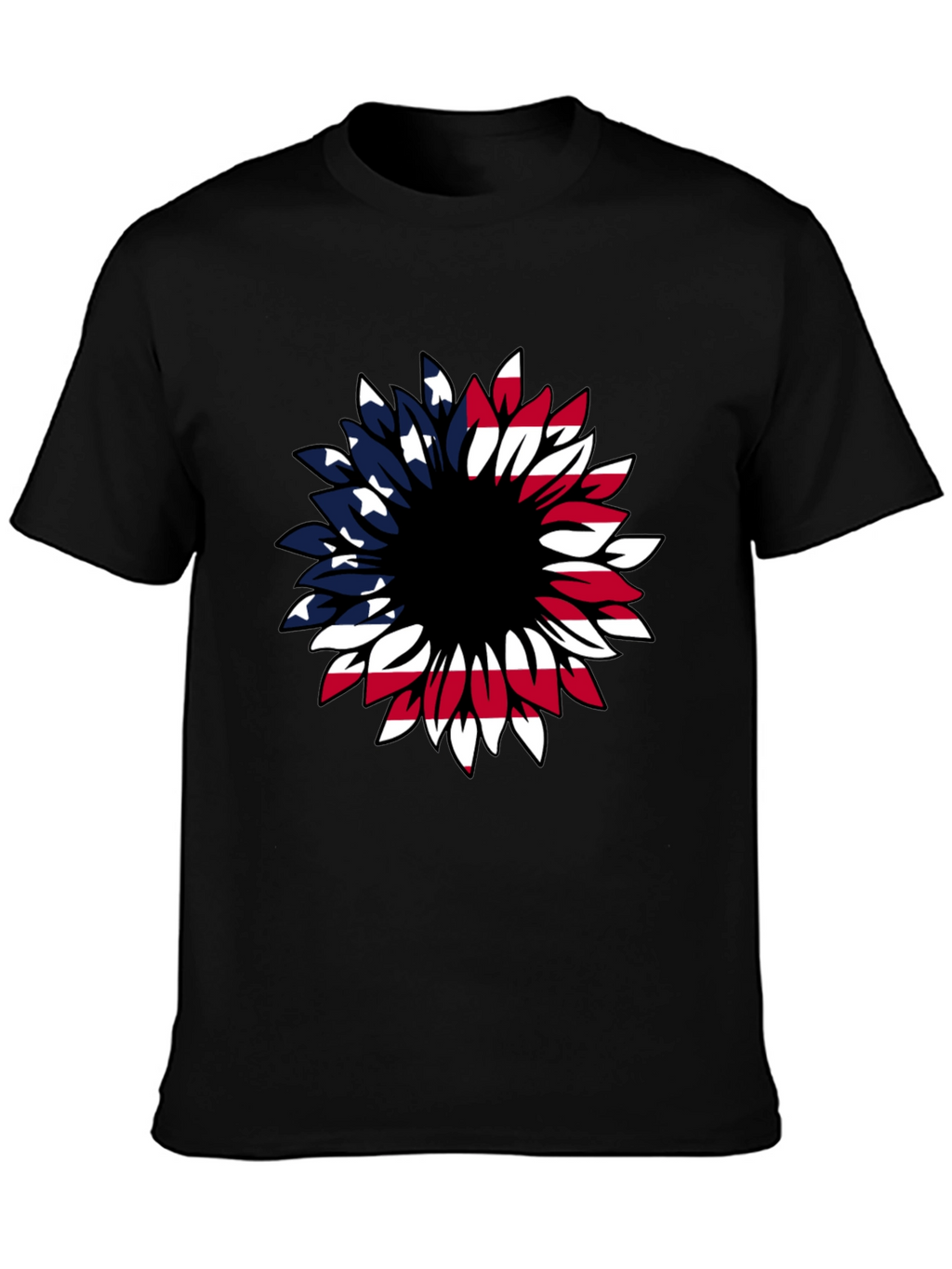 American Flag Sunflower Graphic T-Shirt