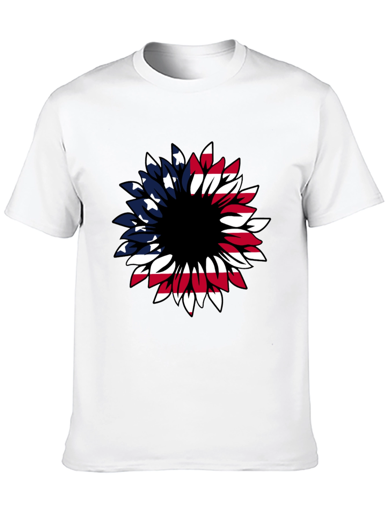American Flag Sunflower Graphic T-Shirt
