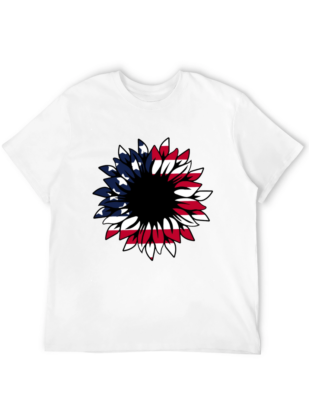 American Flag Sunflower Graphic T-Shirt