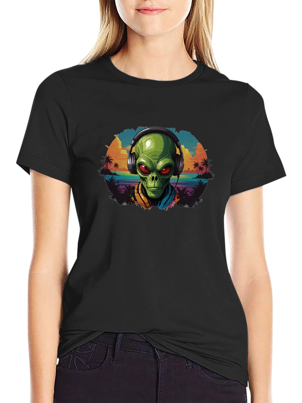 Alien in Headphones Graphic Tee