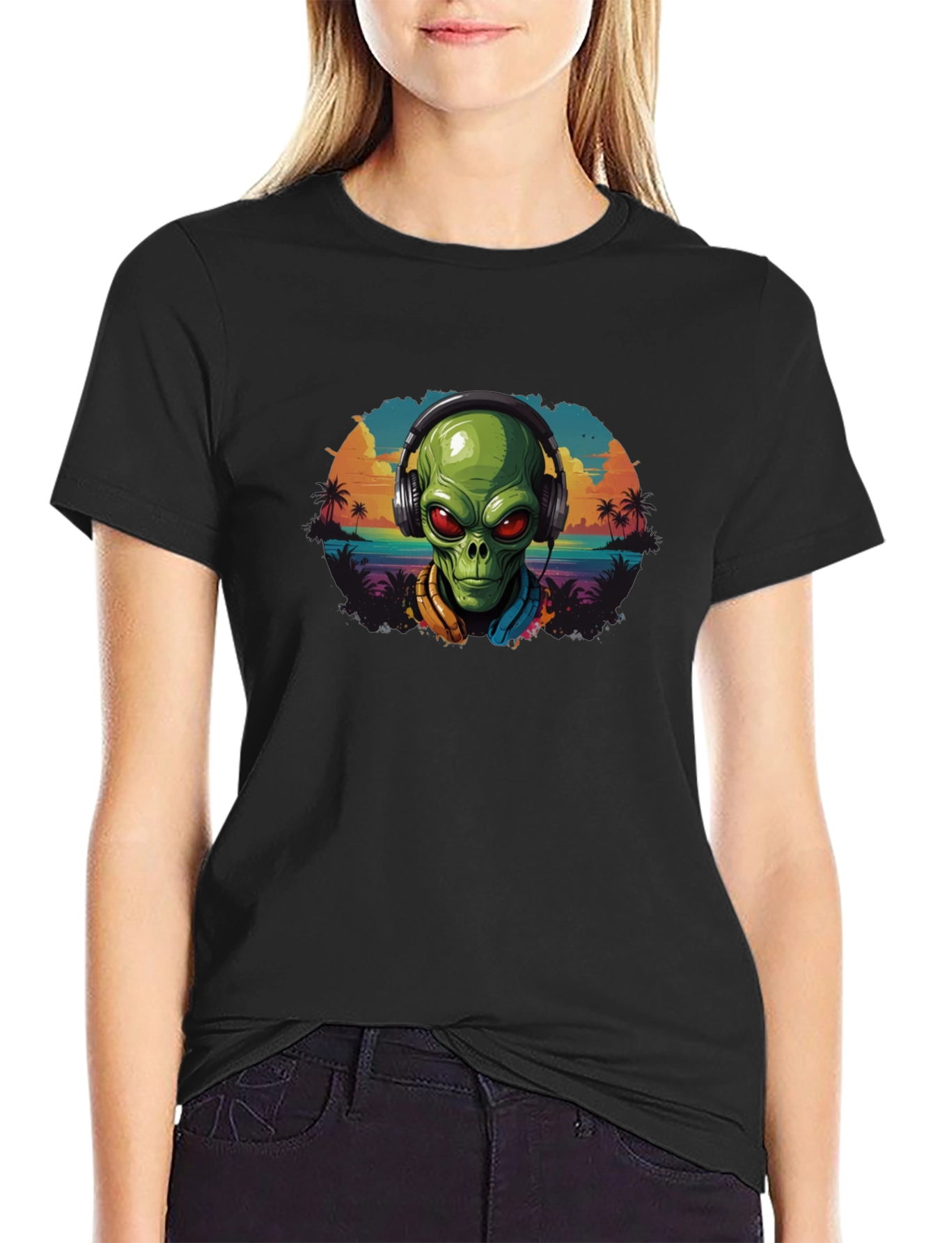 Alien in Headphones Graphic Tee