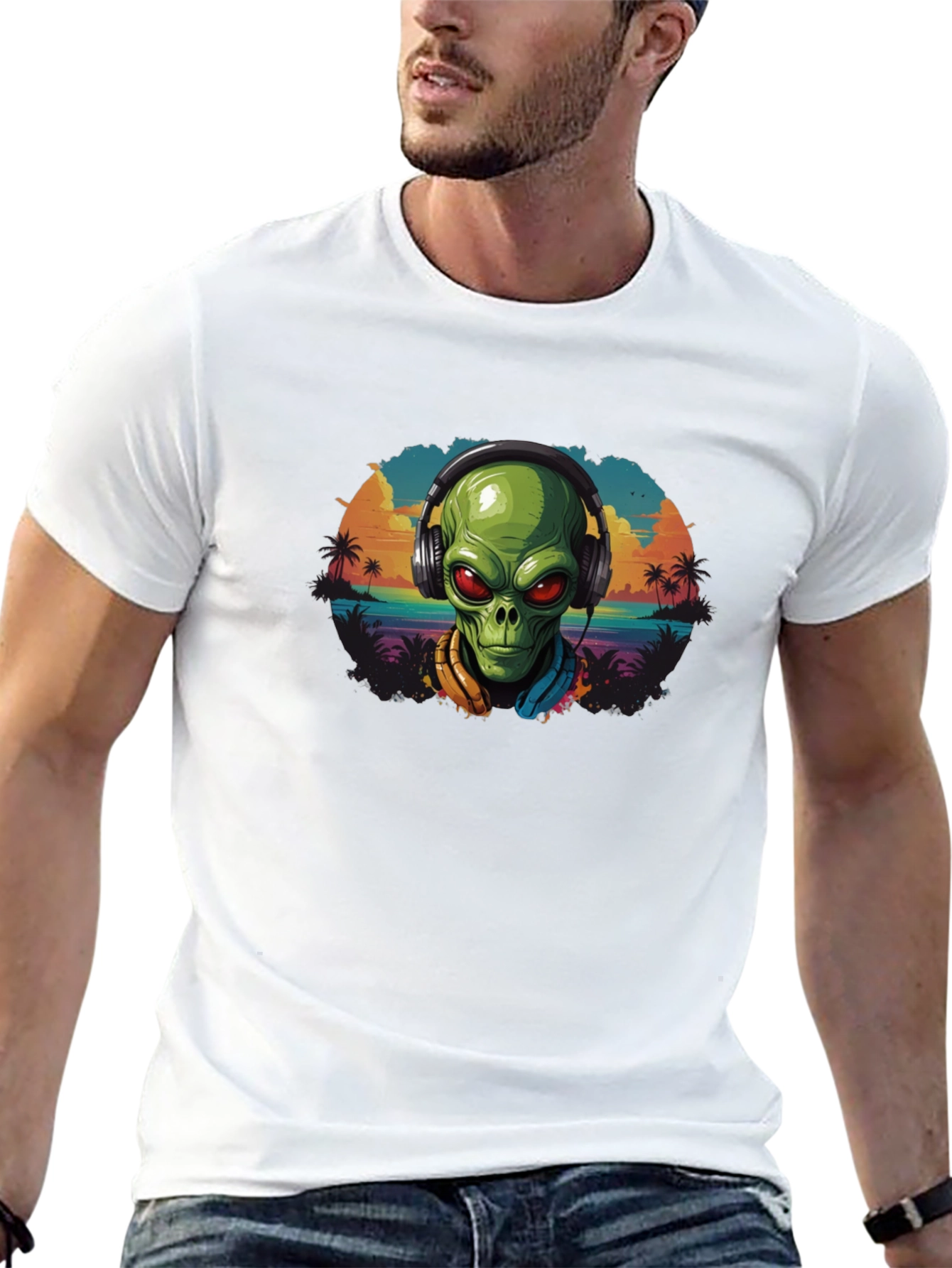 Alien in Headphones Graphic Tee