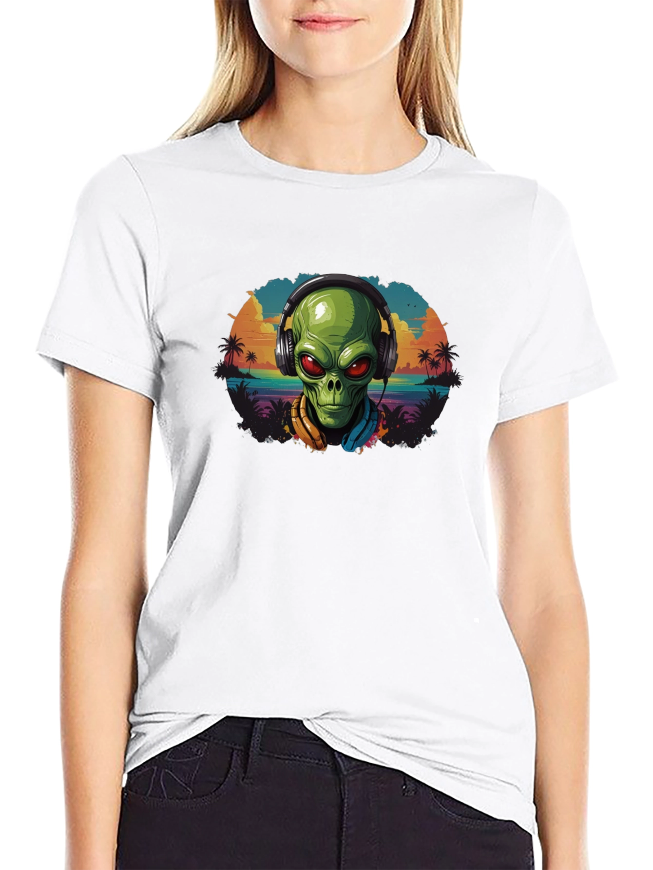 Alien in Headphones Graphic Tee