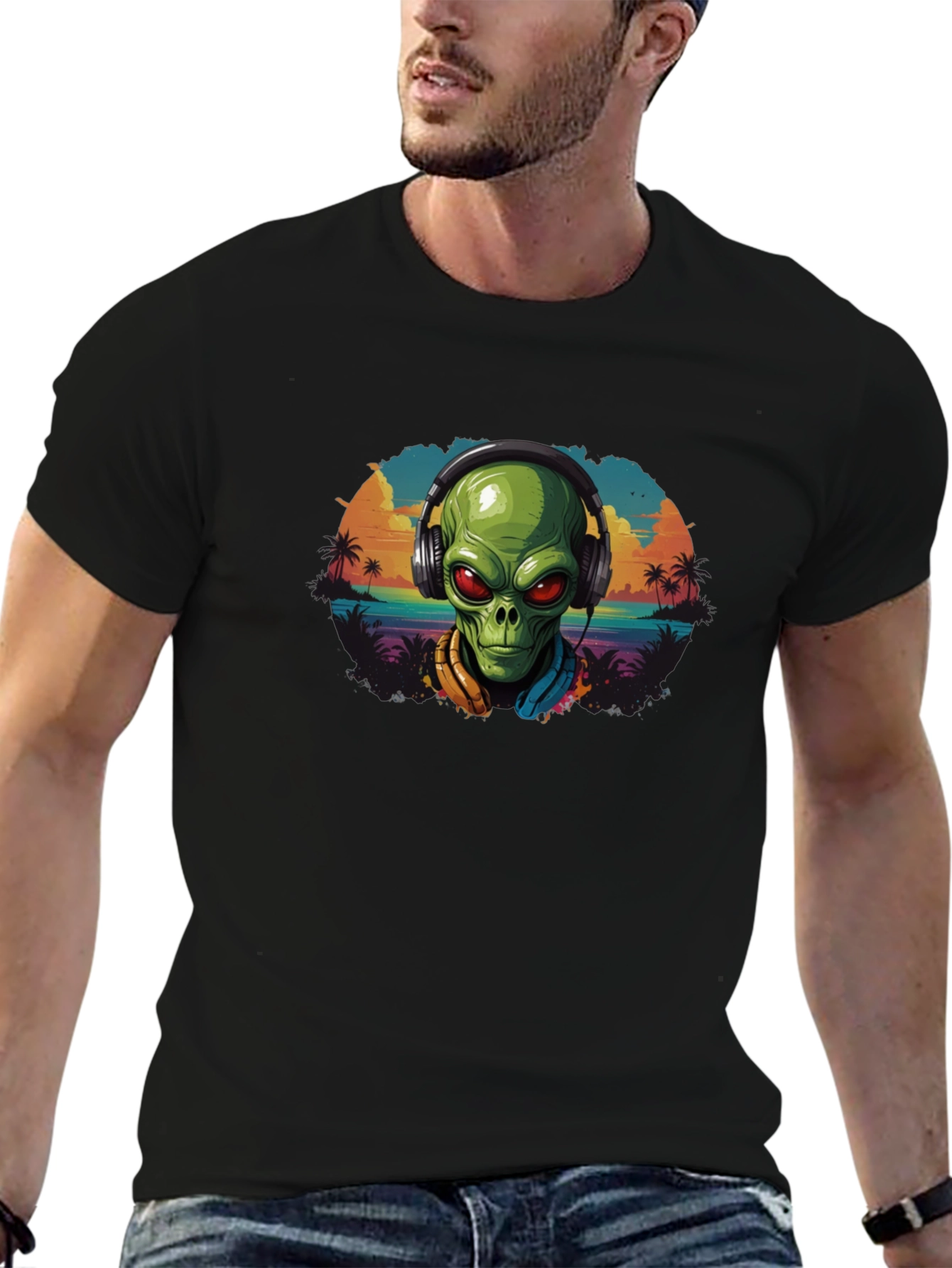Alien in Headphones Graphic Tee