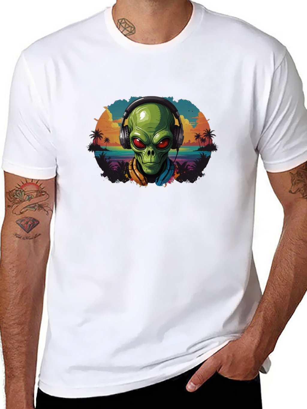 Alien in Headphones Graphic Tee