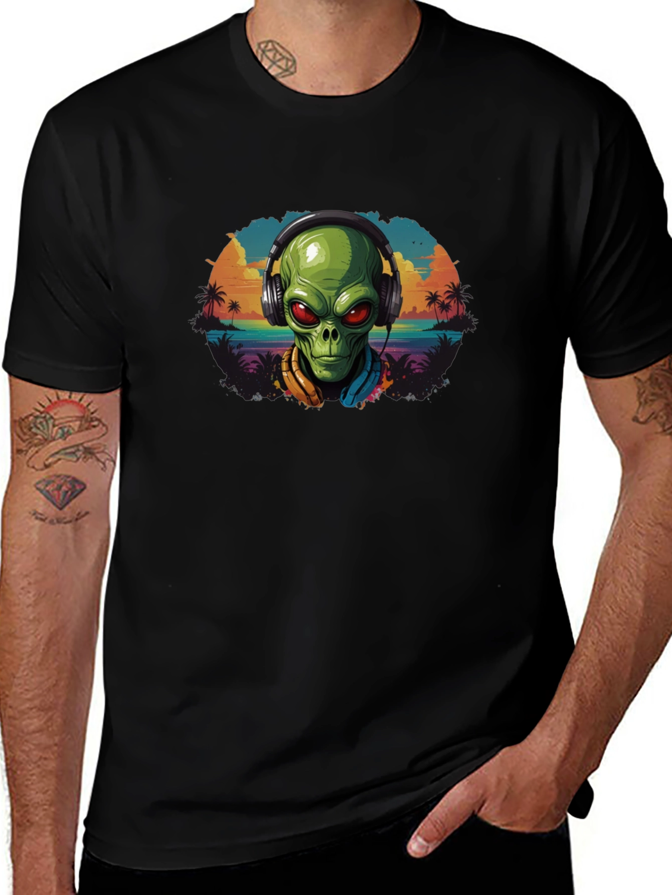 Alien in Headphones Graphic Tee