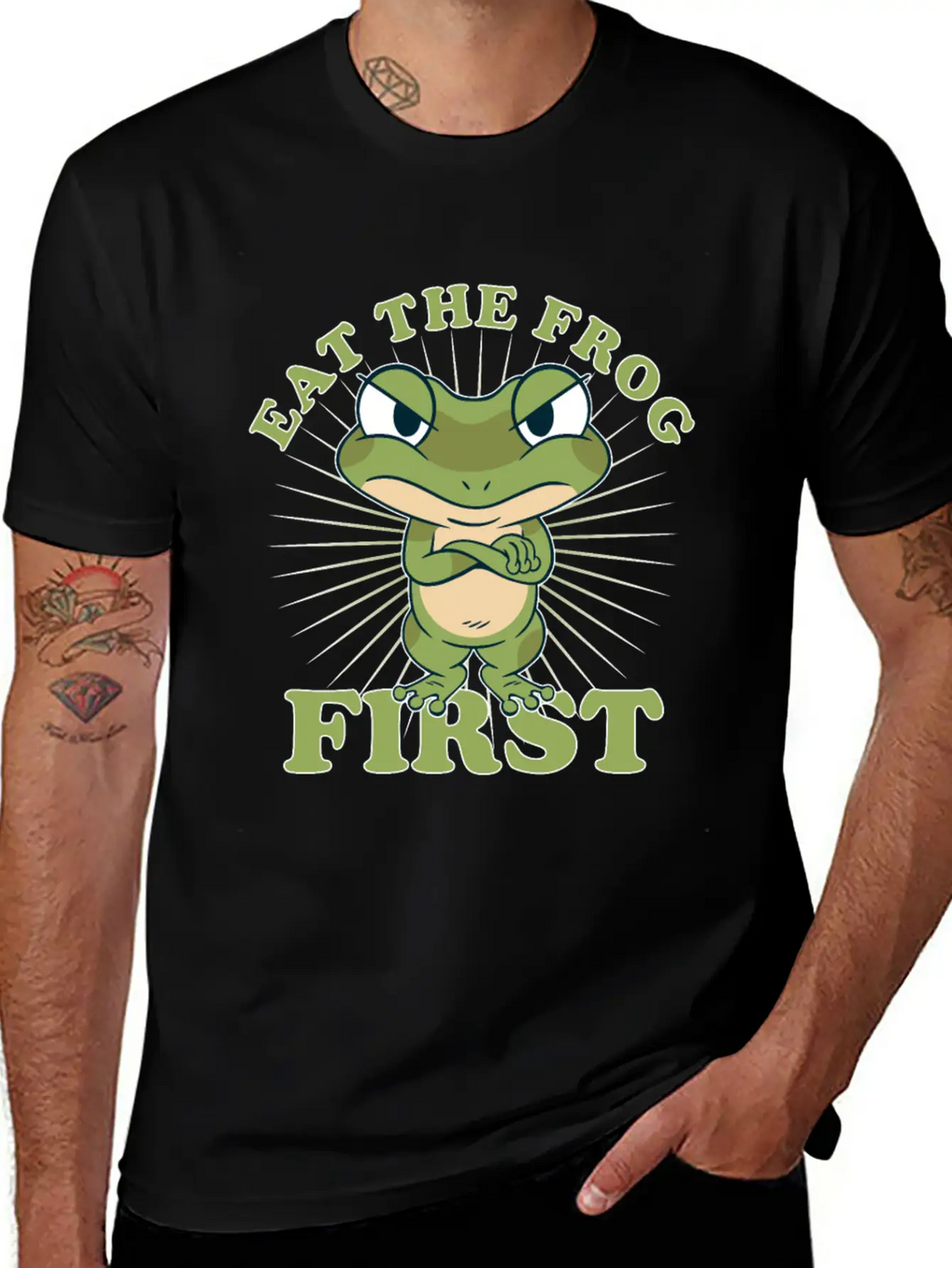 "Eat The Frog First" Comic Don't PostponeTo Dos Timeless Short Sleeve Tee – Comfy And Minimalist Design