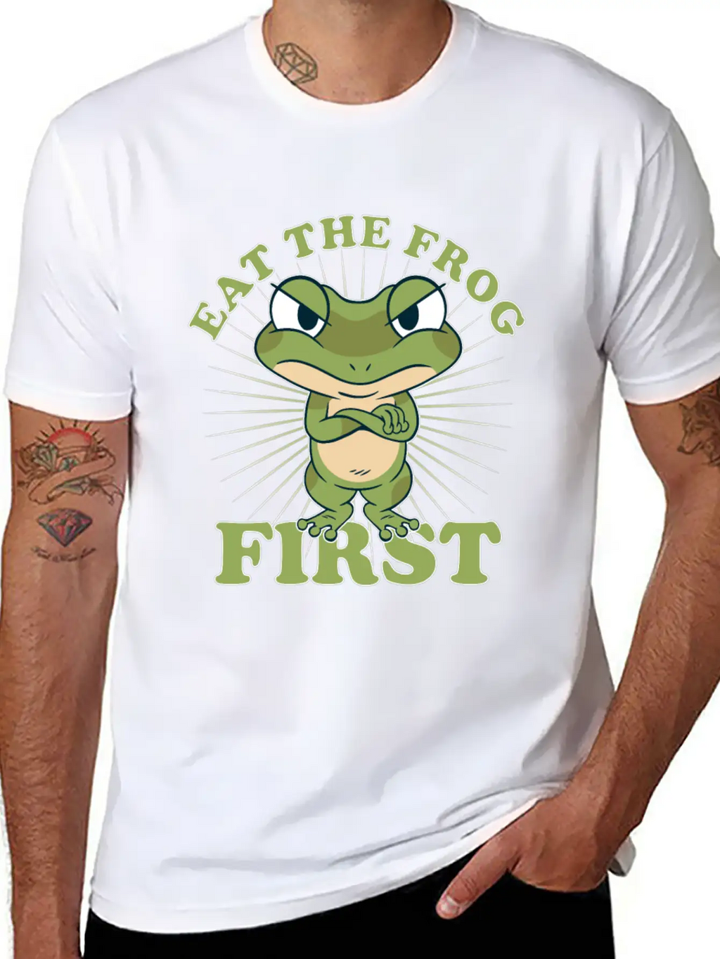 "Eat The Frog First" Comic Don't PostponeTo Dos Timeless Short Sleeve Tee – Comfy And Minimalist Design