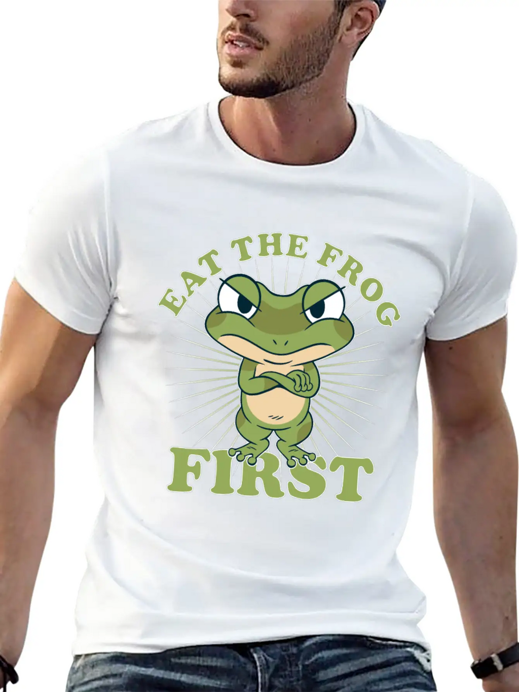 "Eat The Frog First" Comic Don't PostponeTo Dos Timeless Short Sleeve Tee – Comfy And Minimalist Design