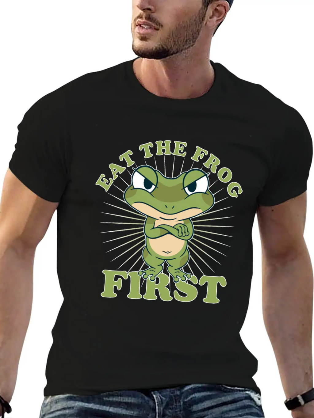 "Eat The Frog First" Comic Don't PostponeTo Dos Timeless Short Sleeve Tee – Comfy And Minimalist Design