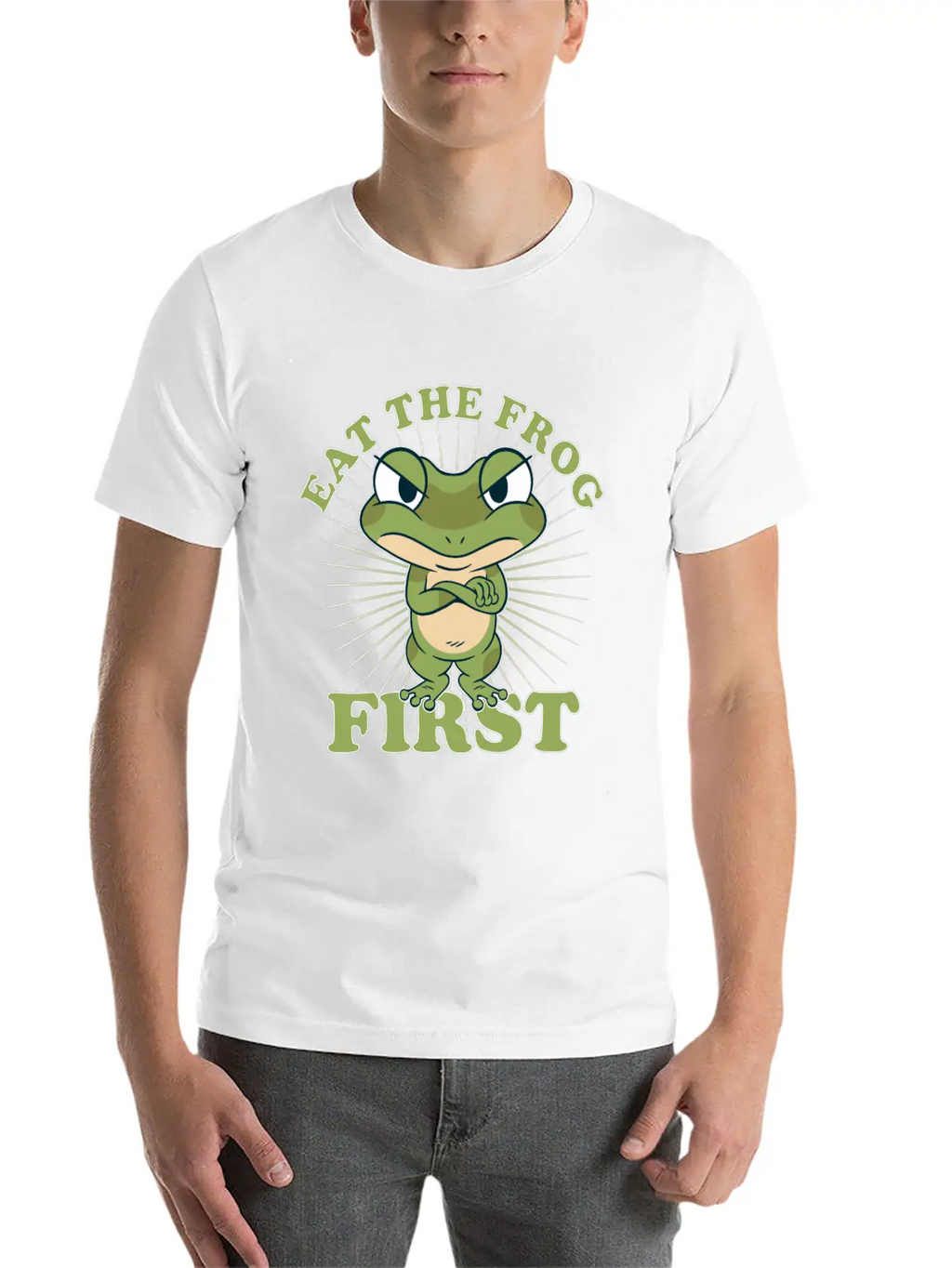"Eat The Frog First" Comic Don't PostponeTo Dos Timeless Short Sleeve Tee – Comfy And Minimalist Design