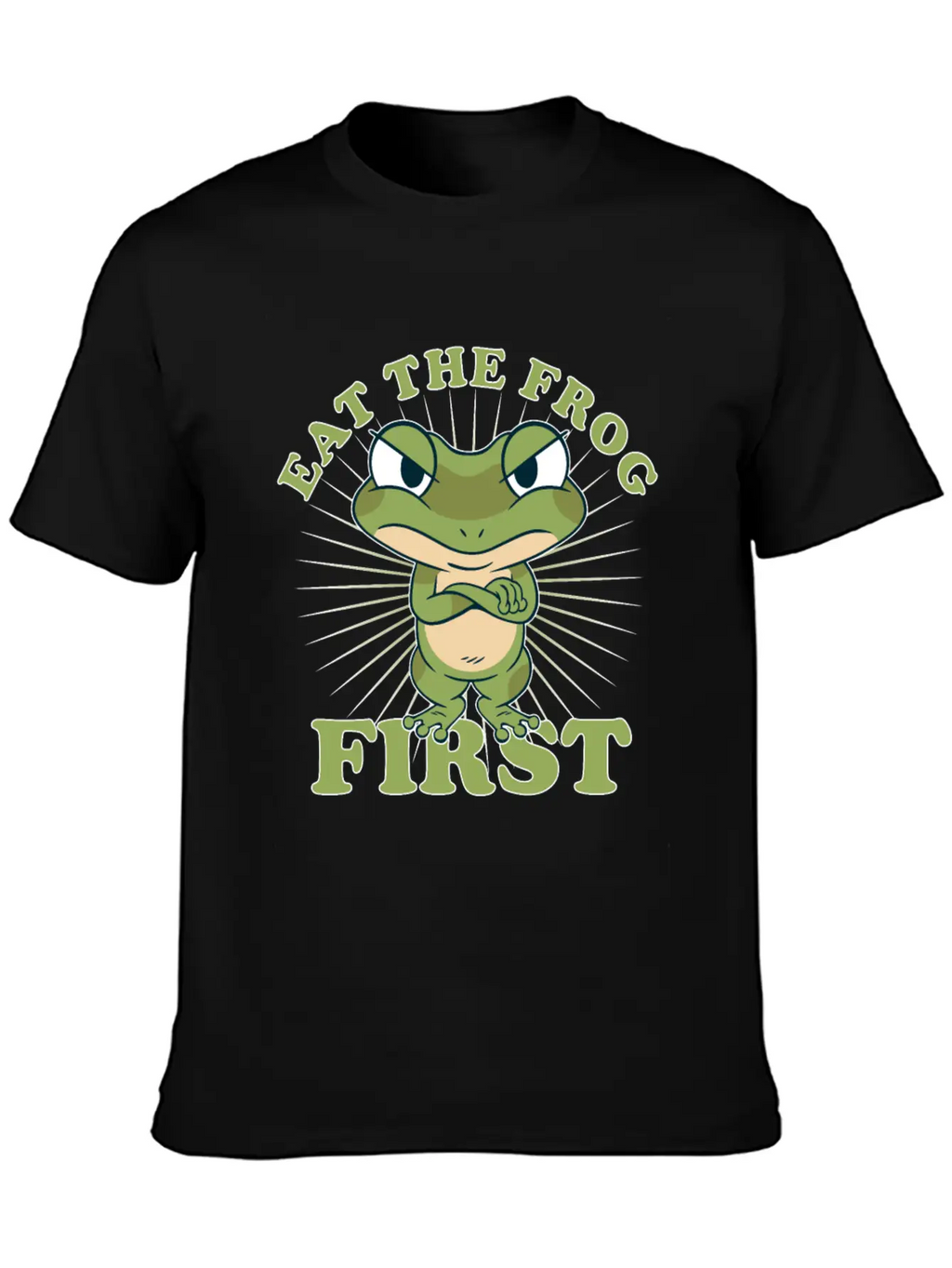 "Eat The Frog First" Comic Don't PostponeTo Dos Timeless Short Sleeve Tee – Comfy And Minimalist Design