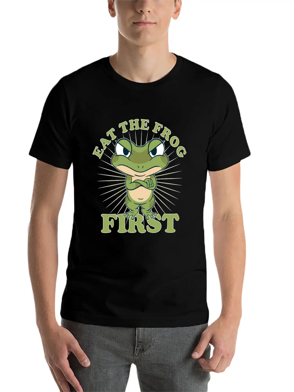 "Eat The Frog First" Comic Don't PostponeTo Dos Timeless Short Sleeve Tee – Comfy And Minimalist Design