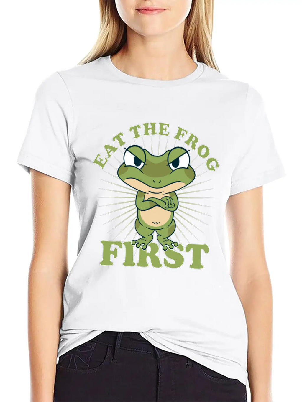 "Eat The Frog First" Comic Don't PostponeTo Dos Timeless Short Sleeve Tee – Comfy And Minimalist Design