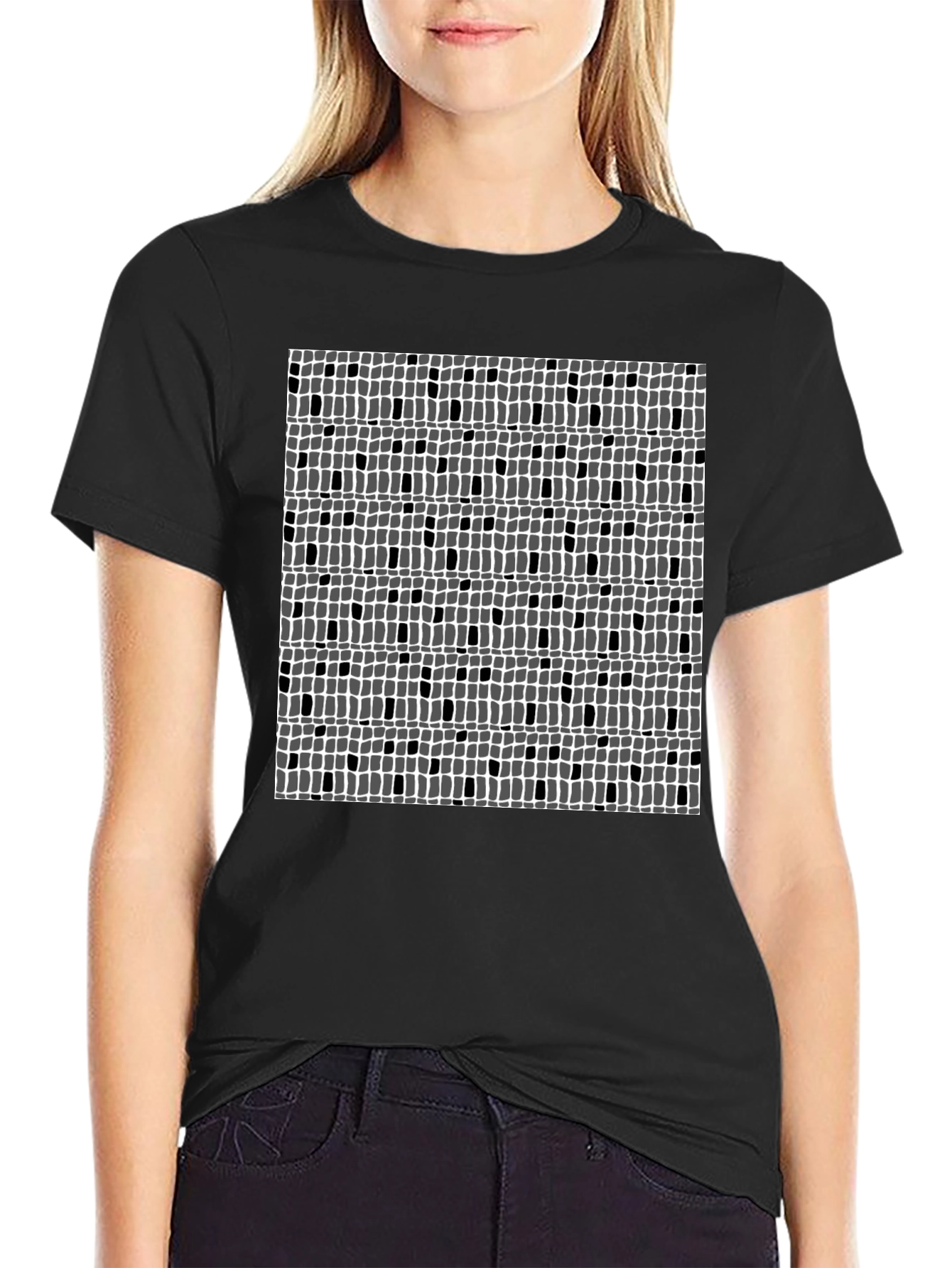 Abstract Pattern Black Tee