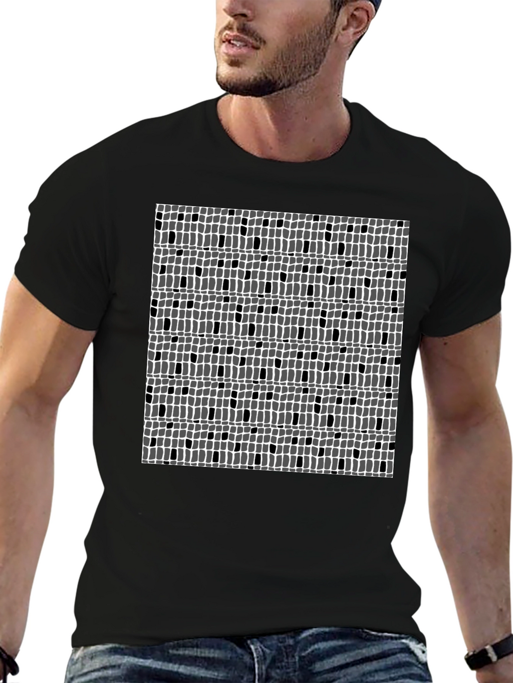 Abstract Pattern Black Tee