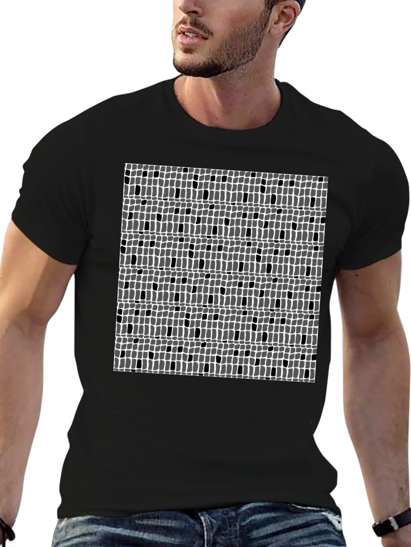 Abstract Pattern Black Tee