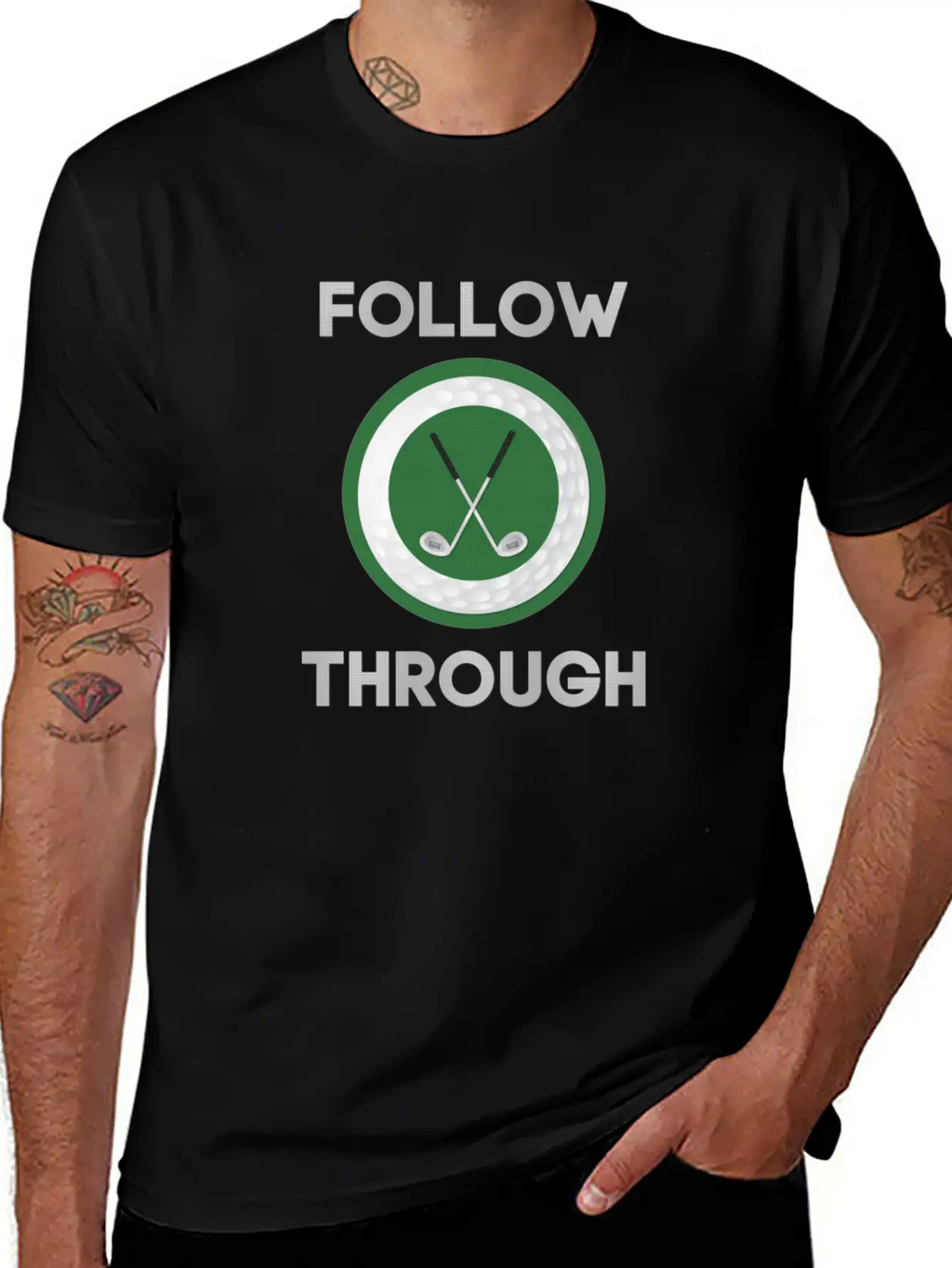 "Follow Through" Golf Design Breathable Graphic T-Shirt – Perfect For Casual Days