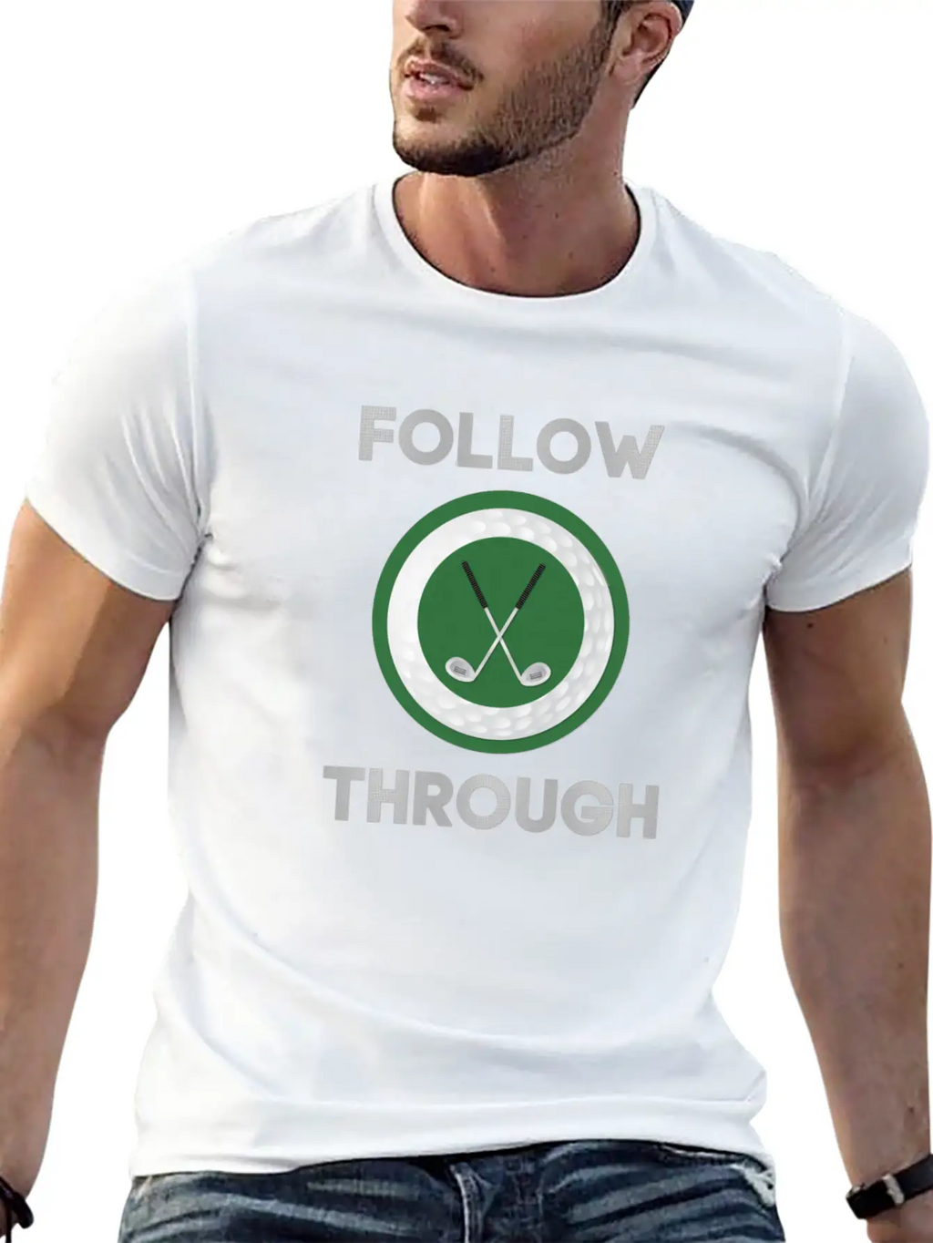 "Follow Through" Golf Design Breathable Graphic T-Shirt – Perfect For Casual Days