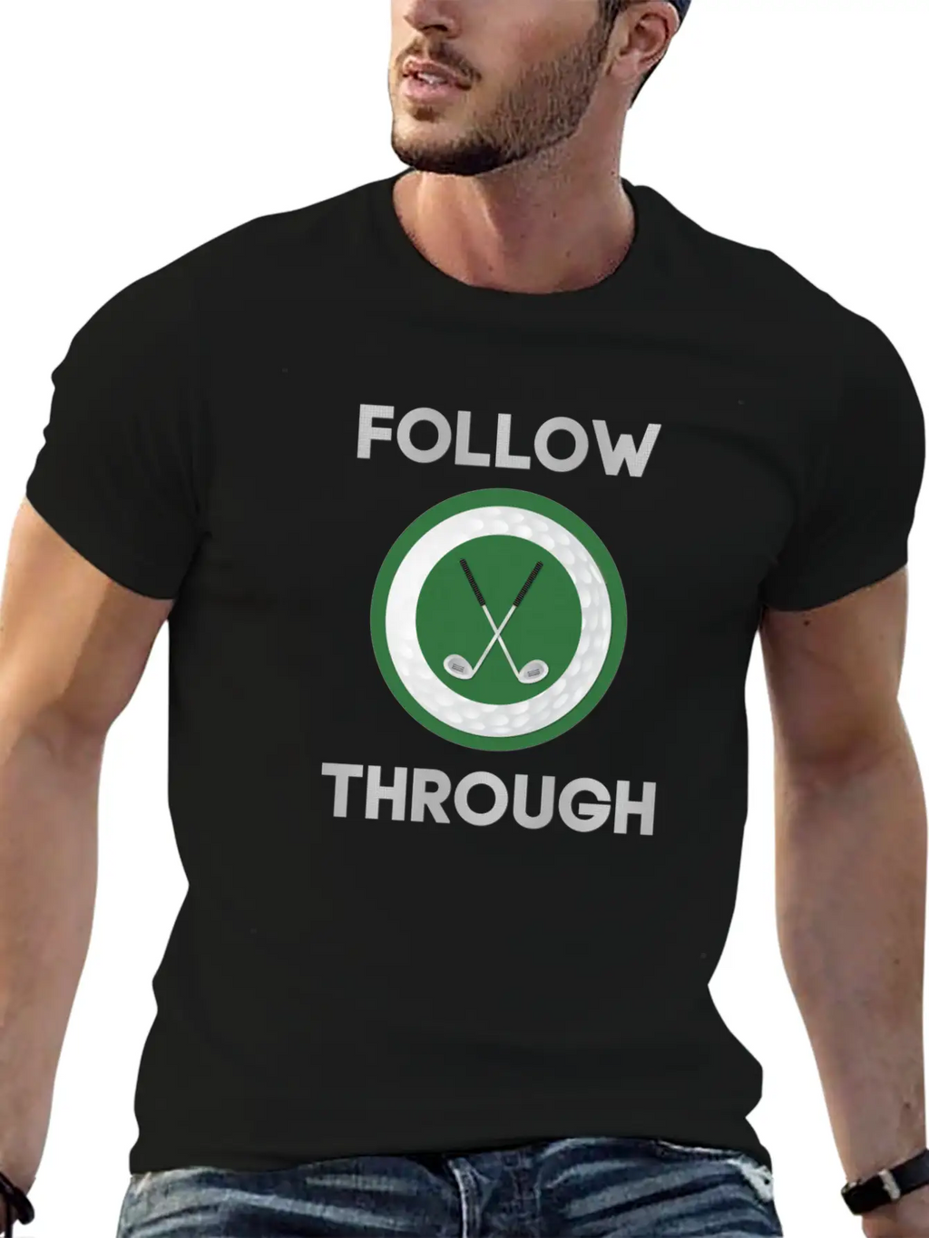 "Follow Through" Golf Design Breathable Graphic T-Shirt – Perfect For Casual Days