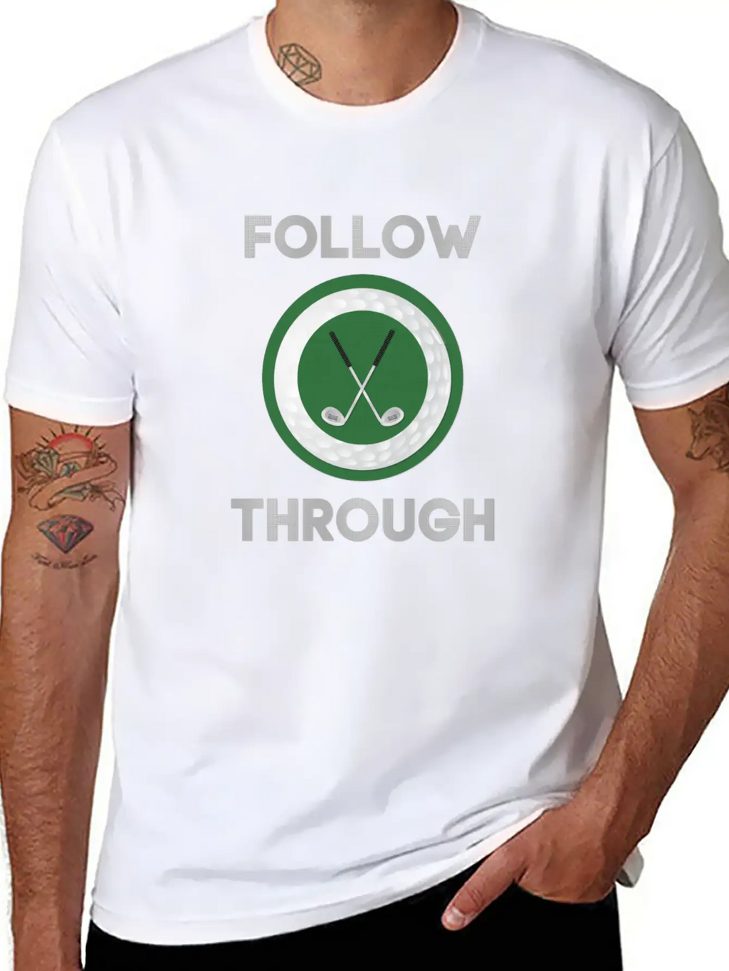 "Follow Through" Golf Design Breathable Graphic T-Shirt – Perfect For Casual Days