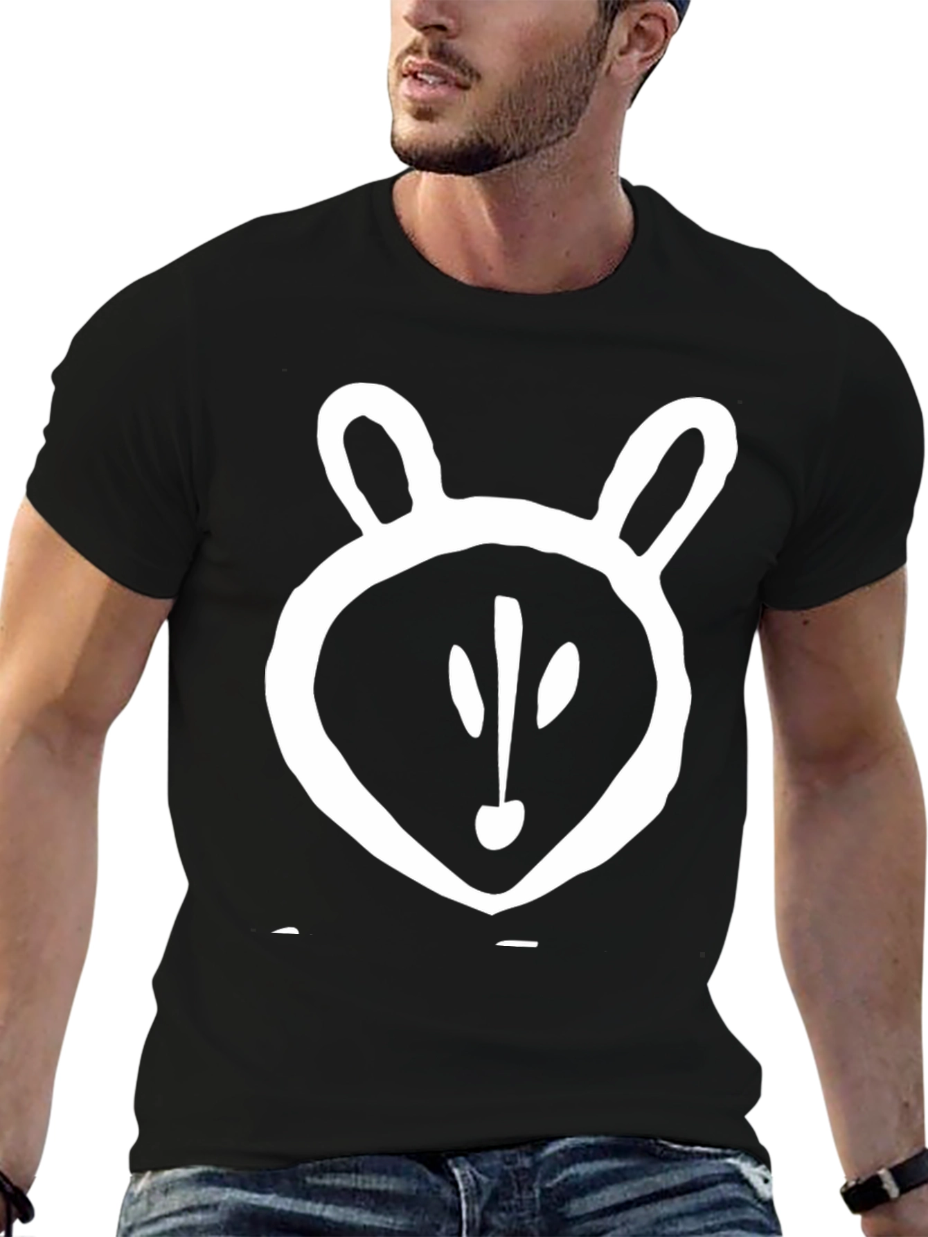 Abstract Animal Print T-Shirt - Casual Black Tee