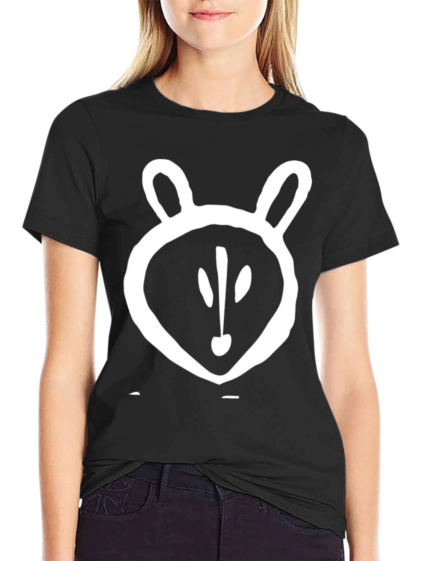 Abstract Animal Print T-Shirt - Casual Black Tee