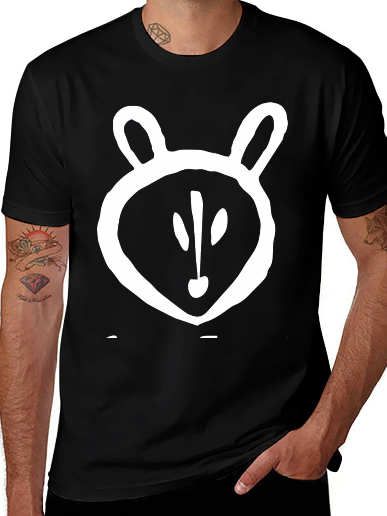 Abstract Animal Print T-Shirt - Casual Black Tee